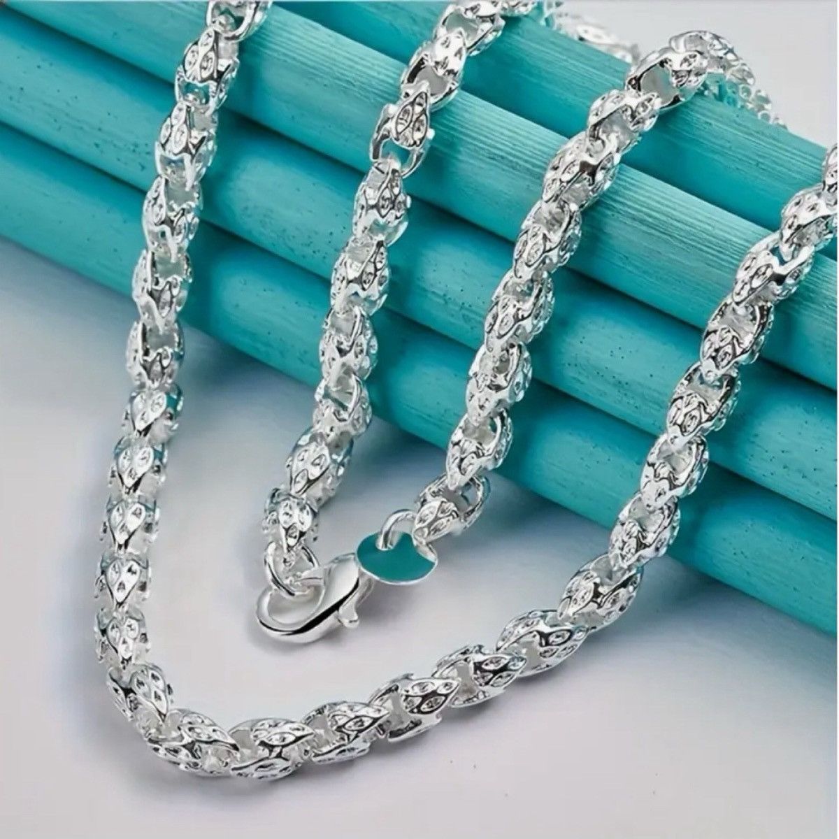 Designer 925 Sterling Silver Bamboo Chain Necklace, hypoallerge Size ONE SIZE - 2 Thumbnail