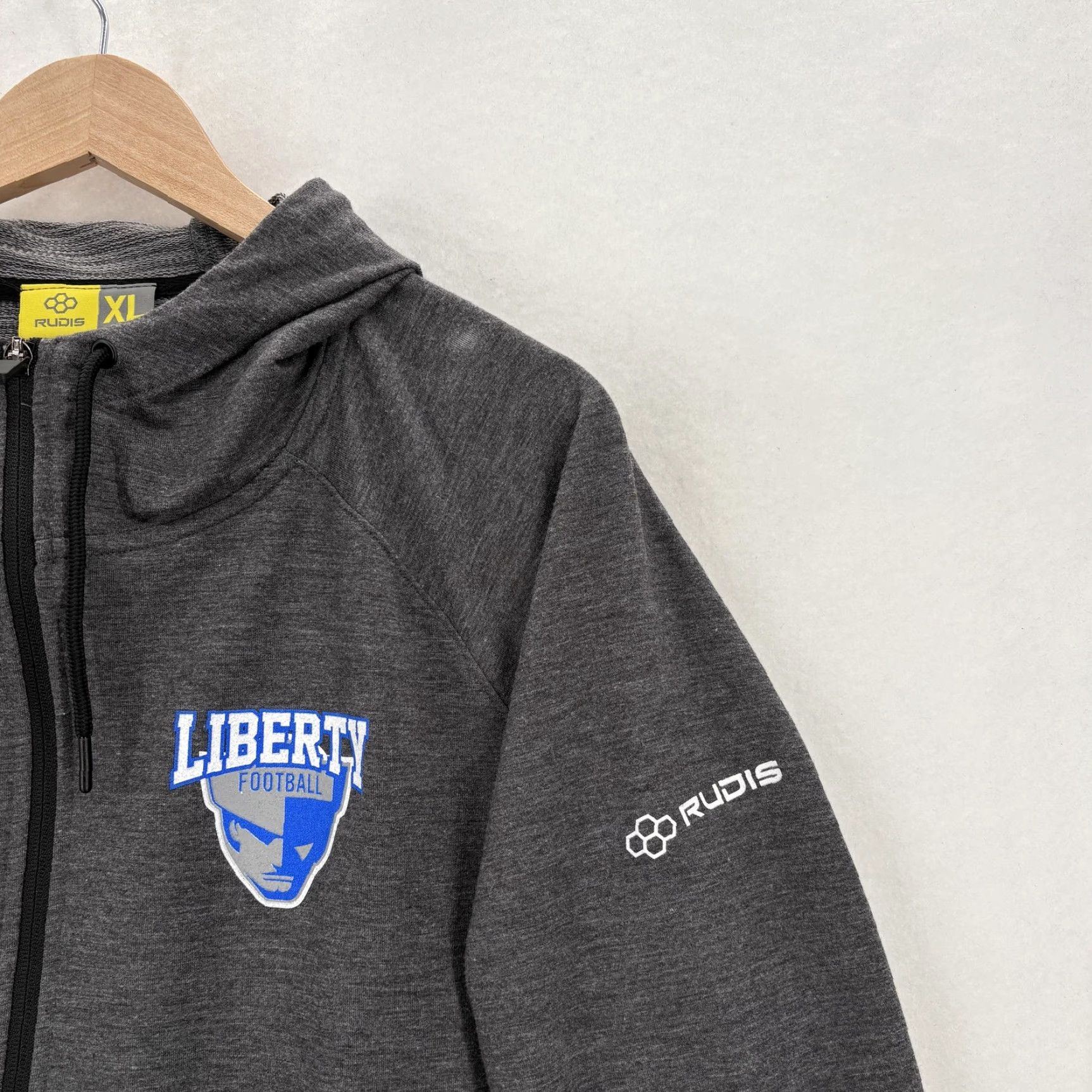 Vintage Liberty Football Sweatshirt Mens XL Gray Full Zip Hoodie RUDIS Jacket Athletic Size US XL / EU 56 / 4 - 2 Thumbnail