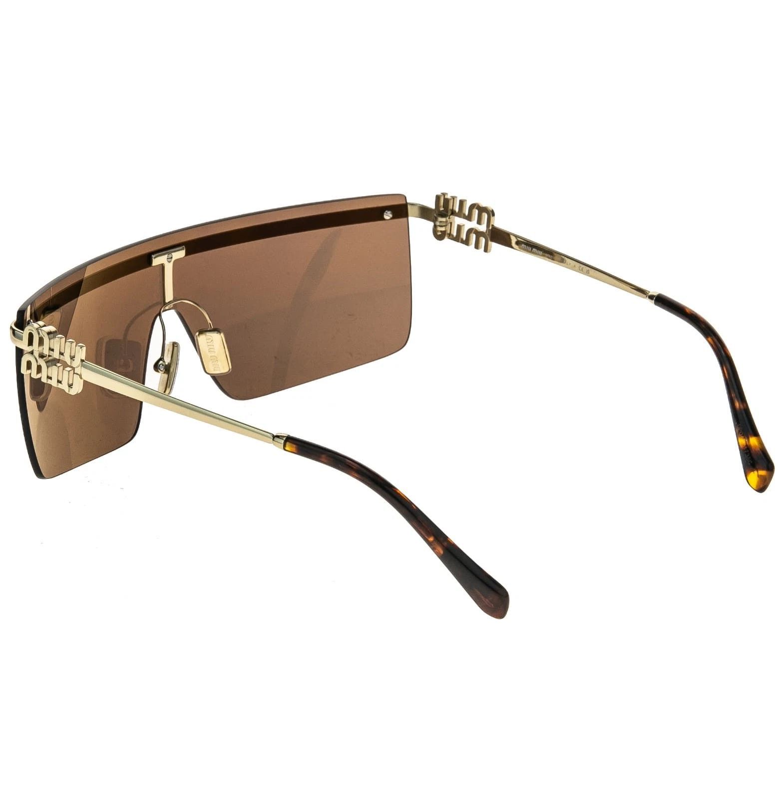 Miu Miu MIU MIU MU50ZS GLIPMSE LOGO 50Z Gold Brown Logo Mask Luxury Size ONE SIZE - 7 Thumbnail