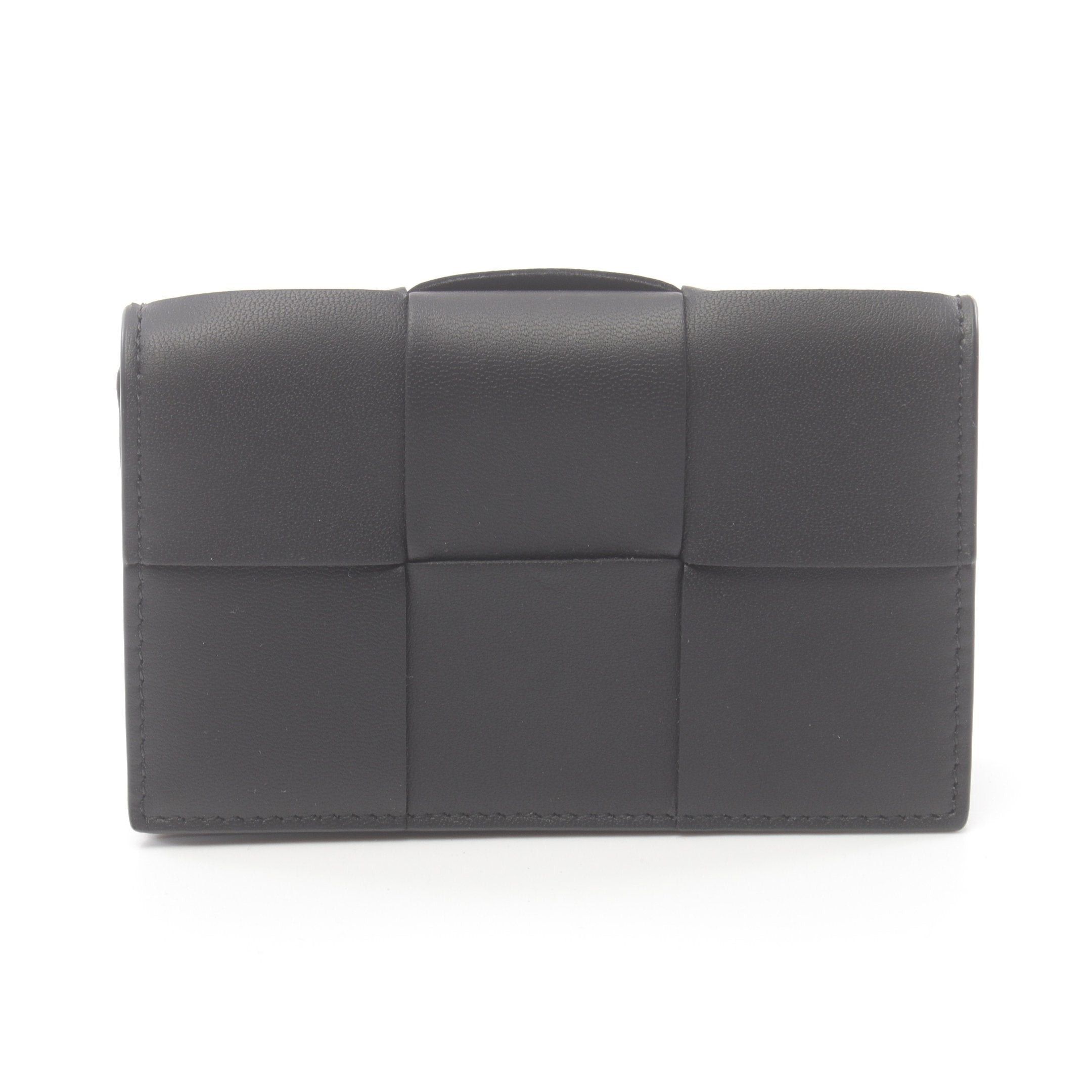 Bottega Veneta Bottega Veneta Maxi Intrecciato Card Case Name Holder Leather Black Size ONE SIZE - 1 Thumbnail