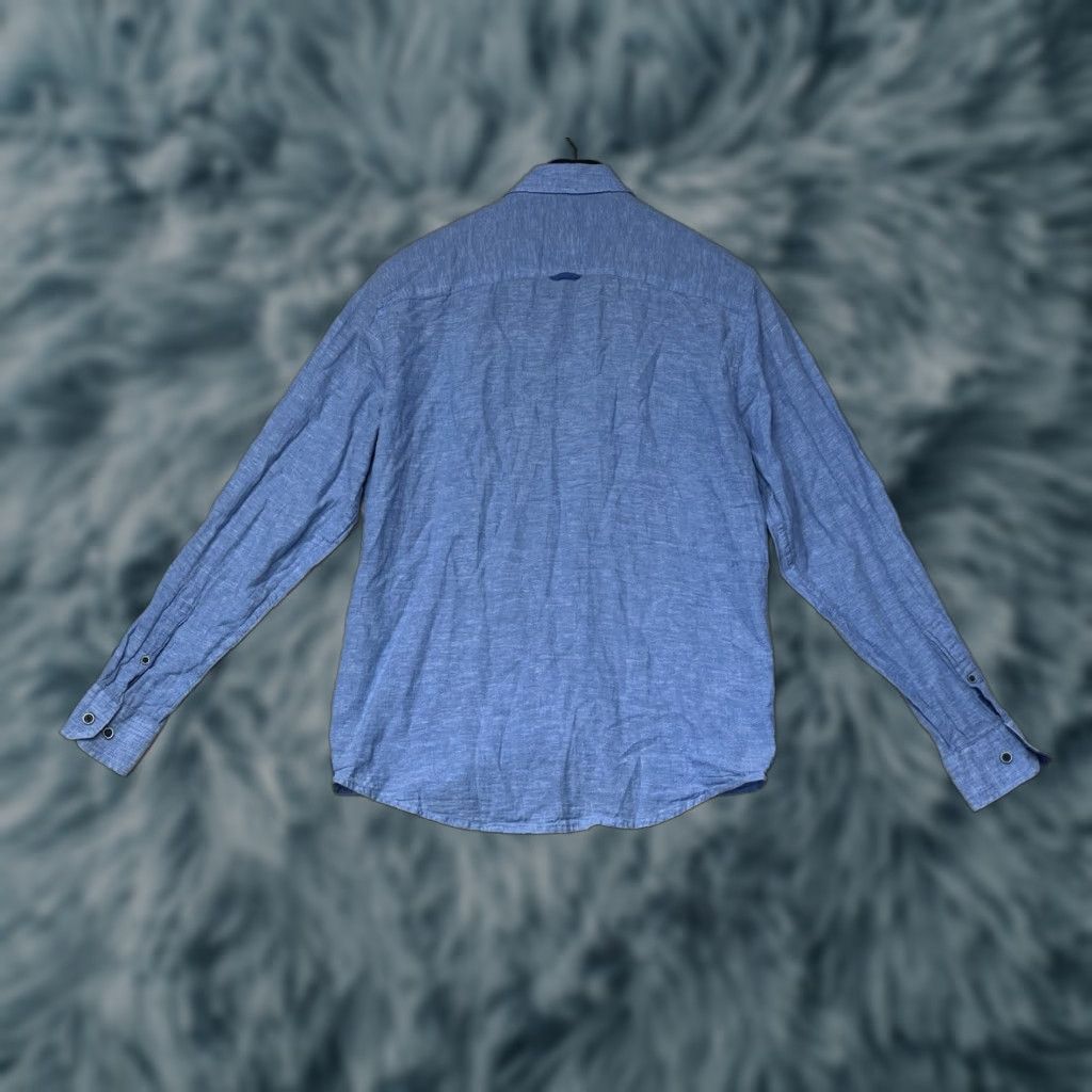 Vintage Report Collection Linen Button up Shirt Blue Mens Size Medium Size US M / EU 48-50 / 2 - 1 Thumbnail