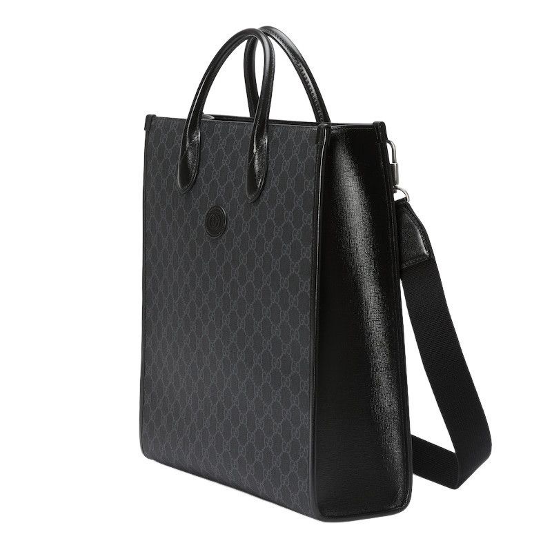 Gucci GUCCI Interlocking G Black GG Canvas Medium Tote Bag New & A Size ONE SIZE - 2 Thumbnail