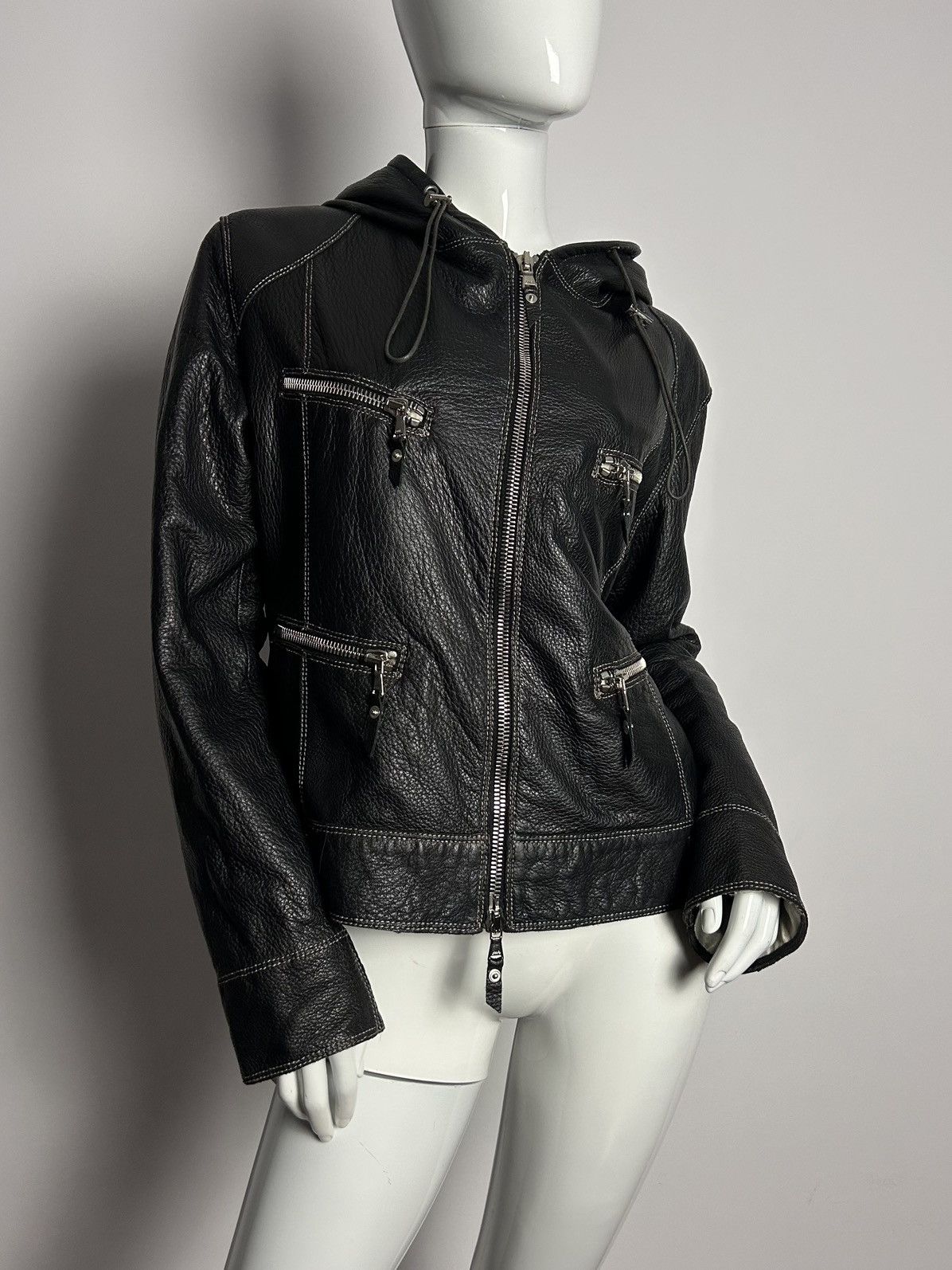 Other Vintage leather bomber jacket with hood Size M / US 6-8 / IT 42-44 - 6 Thumbnail