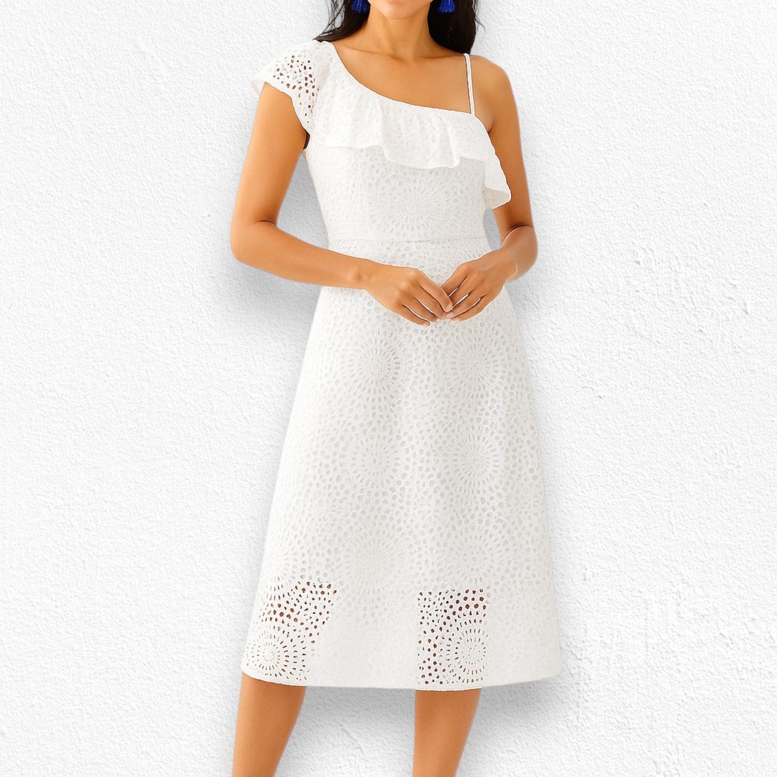 Lilly Pulitzer Lilly Pulitzer Callisto One Shoulder White Dress Size 12 Size XL / US 12-14 / IT 48-50 - 2 Thumbnail