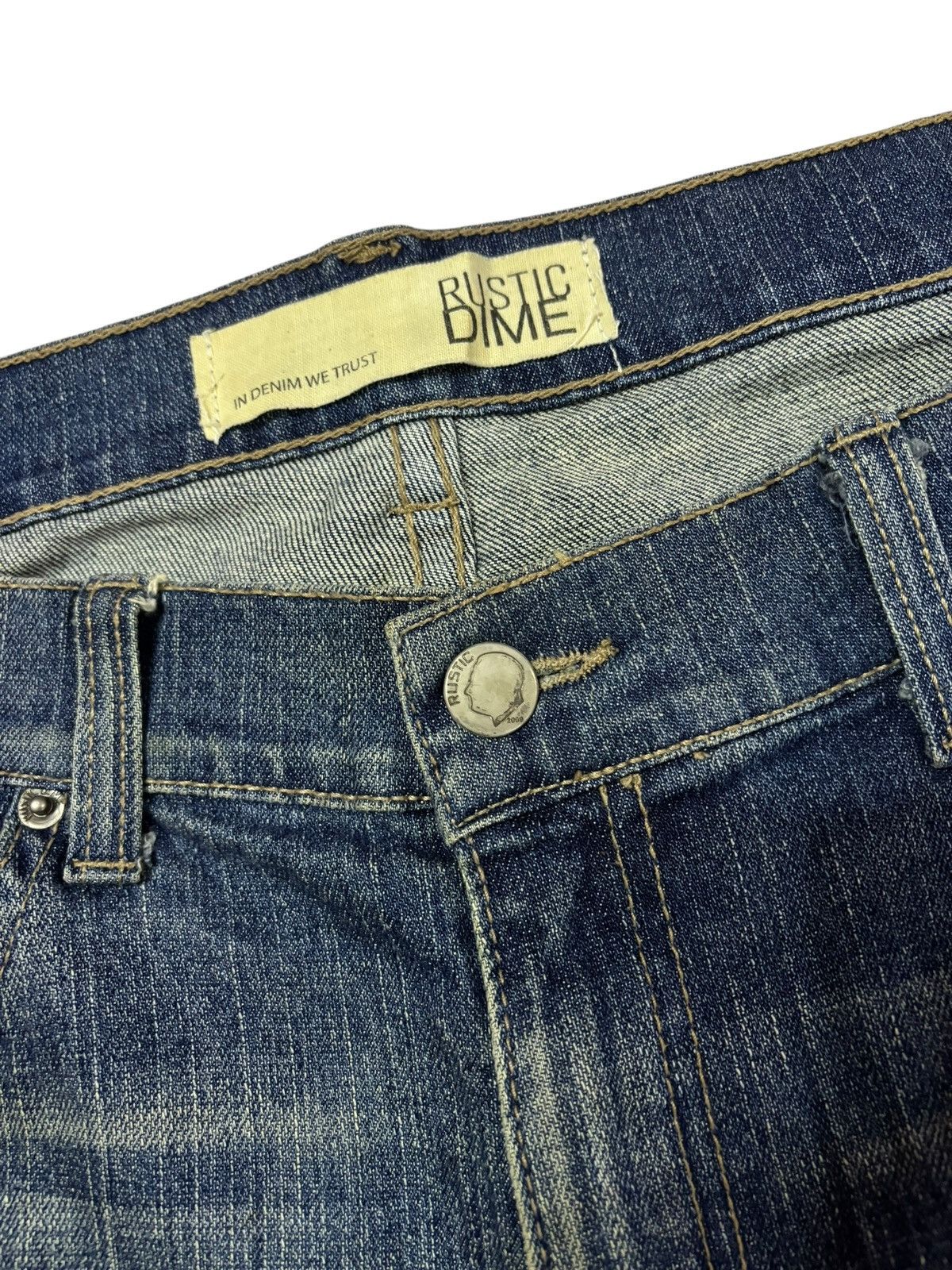 Rustic Dime Vtg Rustic Dime Distressed Mud Washed Jeans Size US 34 / EU 50 - 5 Thumbnail
