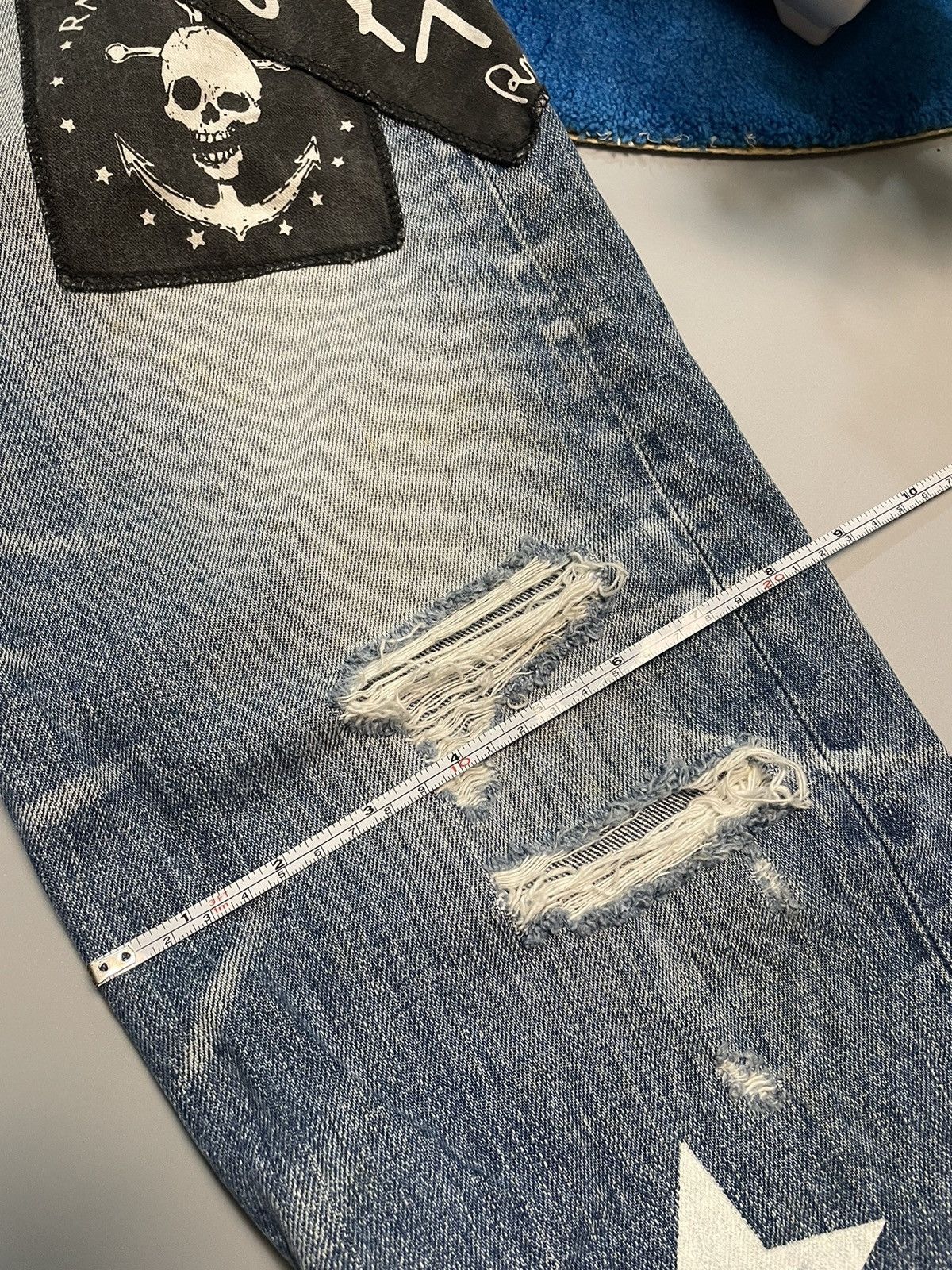 If Six Was Nine RNA Punk Skull Distressed Denim Size US 32 / EU 48 - 23 Thumbnail