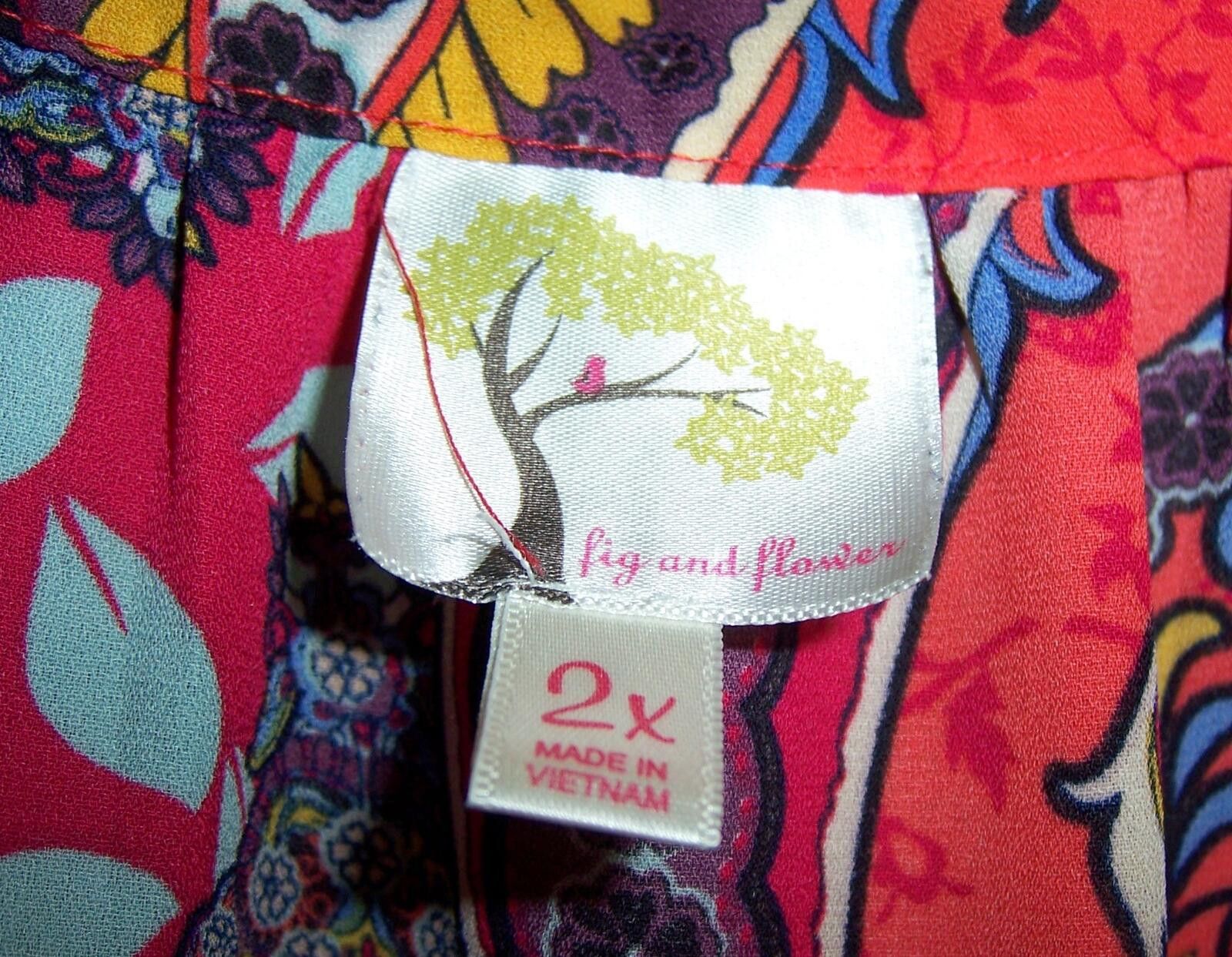 Other Fig & Flower Boho-inspired Red Paisley Peasant Blouse 2X Size XXL / US 16-18 / IT 52-54 - 2 Thumbnail