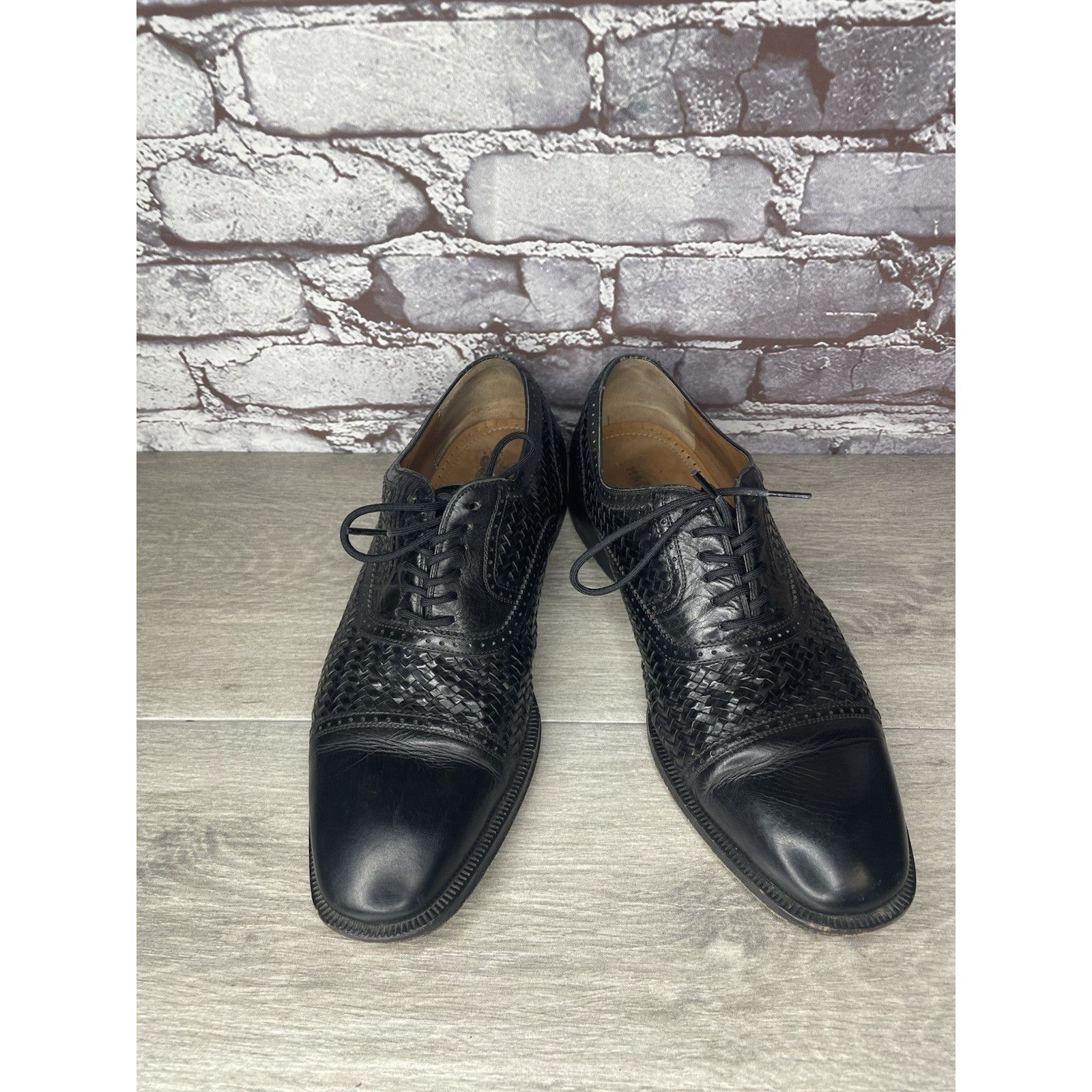 Magnanni Magnanni Black Leather Basketweaves Woven Lace Dress Shoes M Size US 8.5 / EU 41-42 - 14 Thumbnail