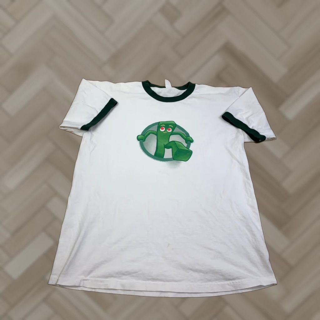 Vintage VINTAGE Gumby Ringer Shirt Mens XL White Cartoon Graphic Print 11225 Size US XL / EU 56 / 4 - 1 Thumbnail