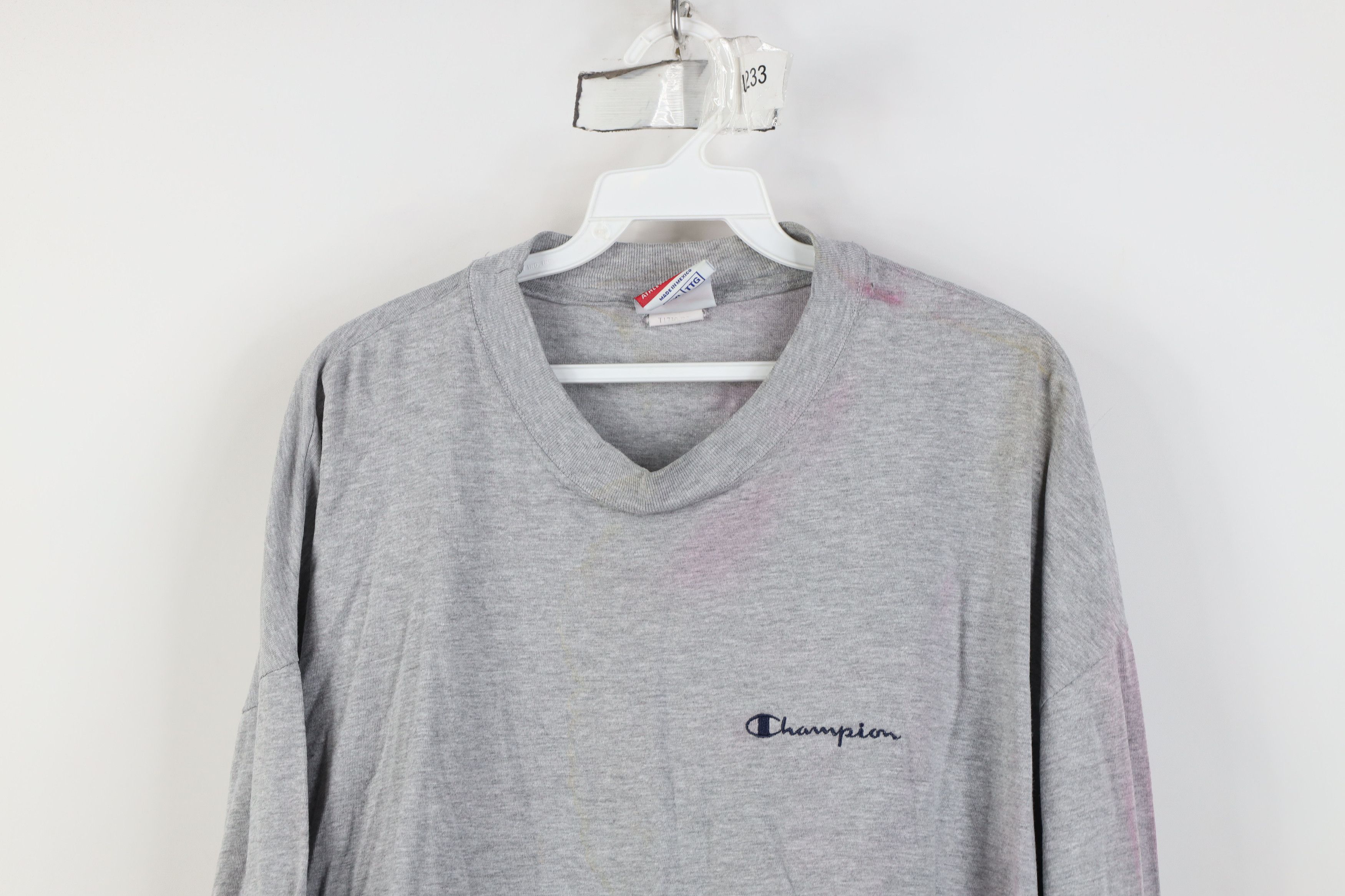 Champion Vintage 90s Champion Spell Out Long Sleeve T-Shirt Gray Size US XXL / EU 58 / 5 - 2 Thumbnail
