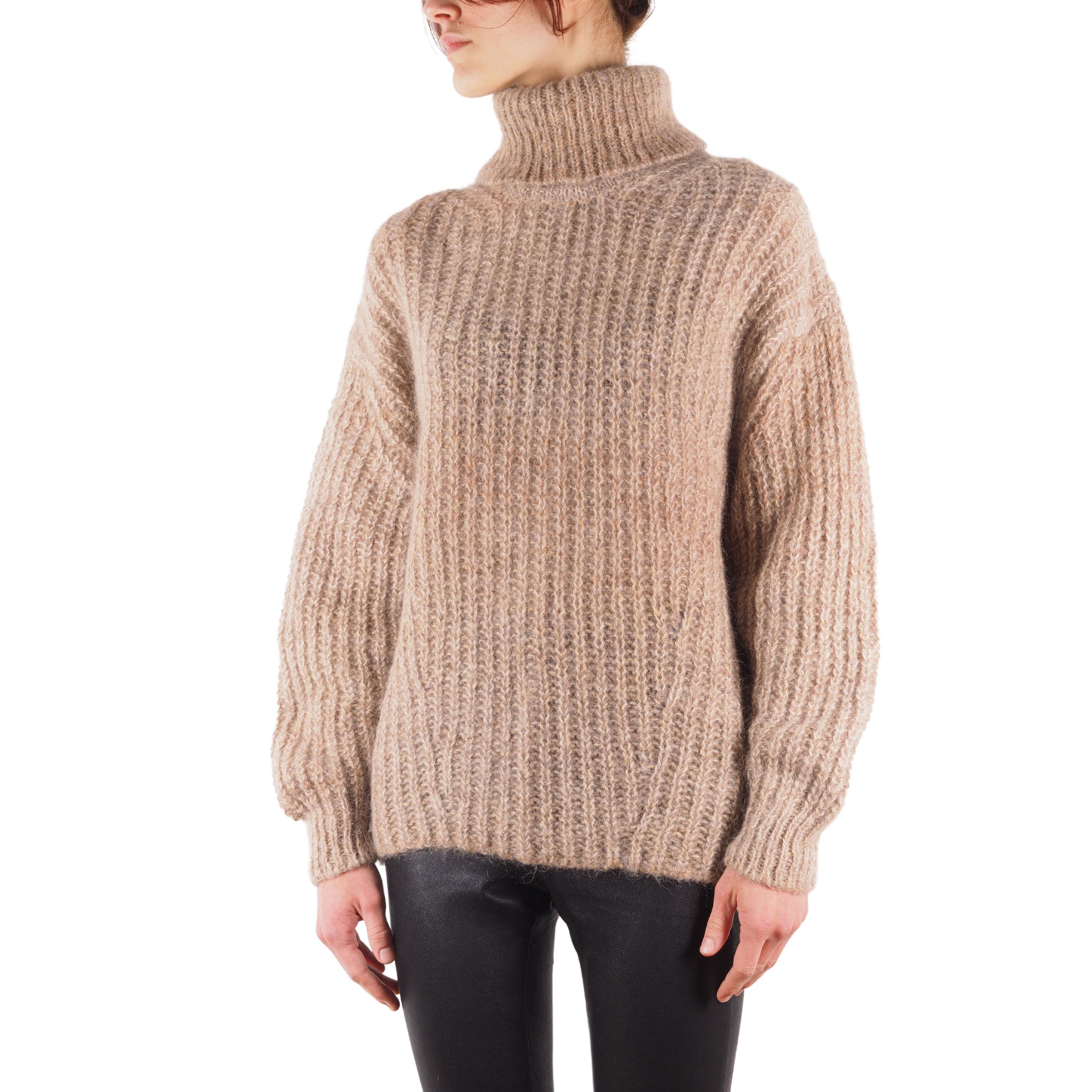 ba&sh ba&sh Beige Alpaca Mohair Turtleneck Oversized Sweater Size XS / US 0-2 / IT 36-38 - 1 Thumbnail