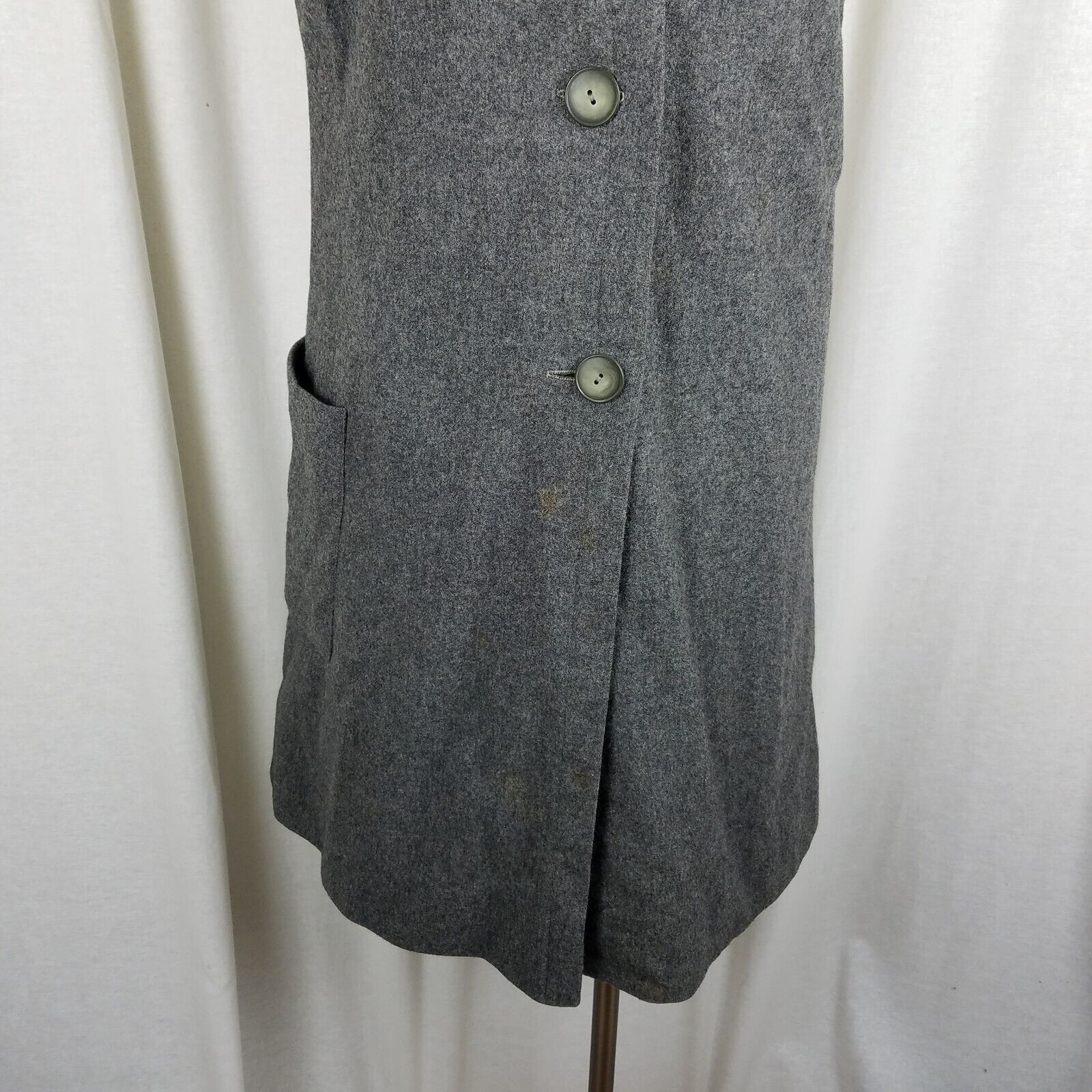 Handmade Vtg Handmade 1950s Wool Tweed Button Mod Dress M L Charcoal Size M / US 6-8 / IT 42-44 - 3 Thumbnail