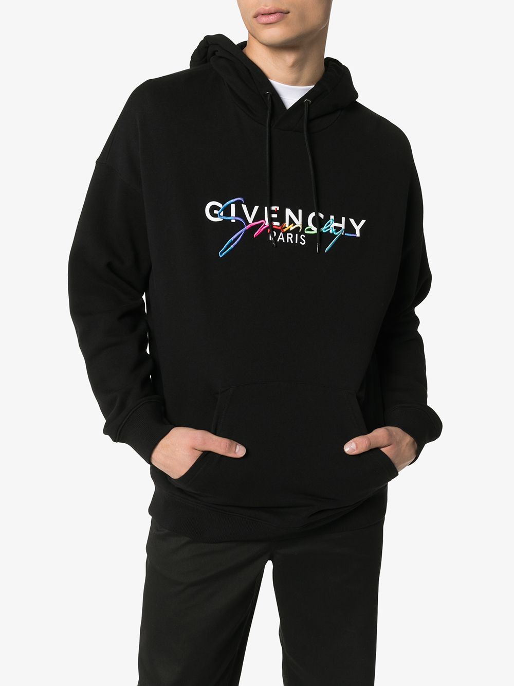 Givenchy Black Signature Rainbow Logo Hoodie Size US M / EU 48-50 / 2 - 2 Thumbnail