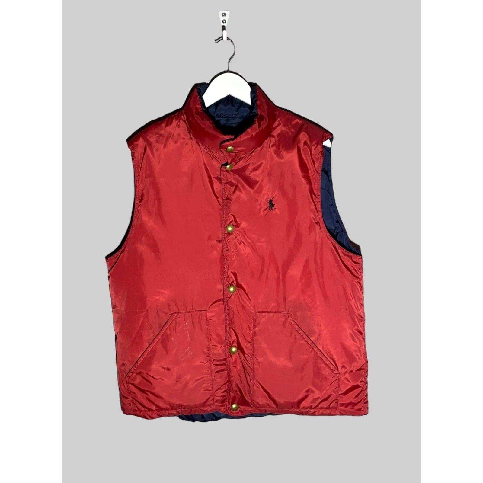 Ralph Lauren Polo Ralph Lauren Puffer Down Vest Reversible Men’s Mid-Length Nylon Zip Button Red Dark Blue L Size US L / EU 52-54 / 3 - 2 Thumbnail