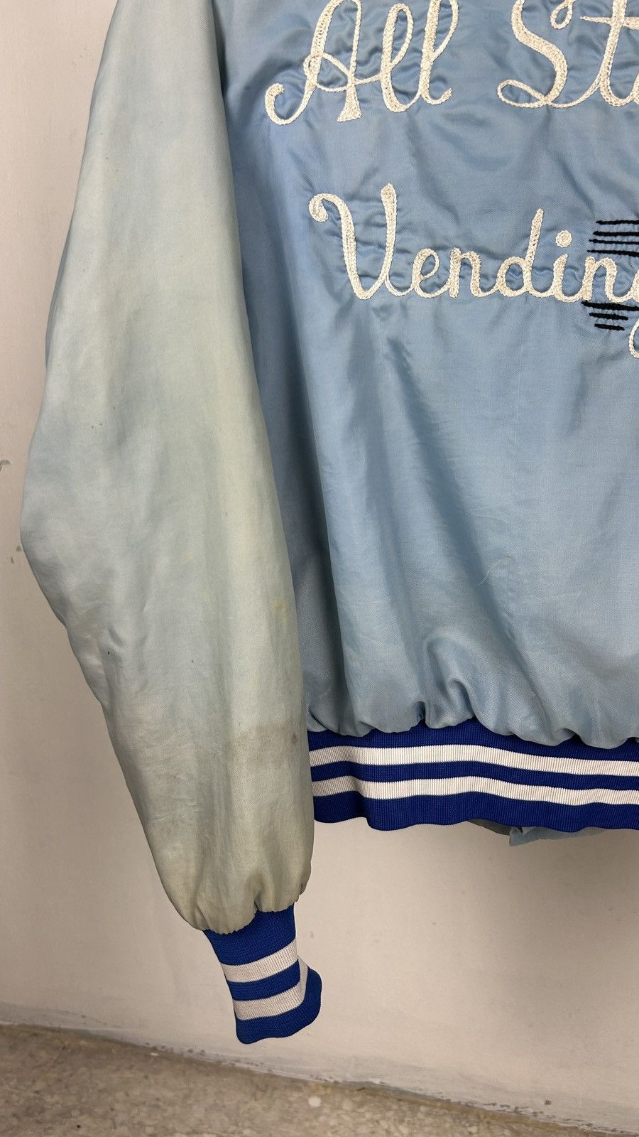 Vintage 1980s Thrashed Baseball Chainstitch Varsity Jacket Size US L / EU 52-54 / 3 - 12 Thumbnail