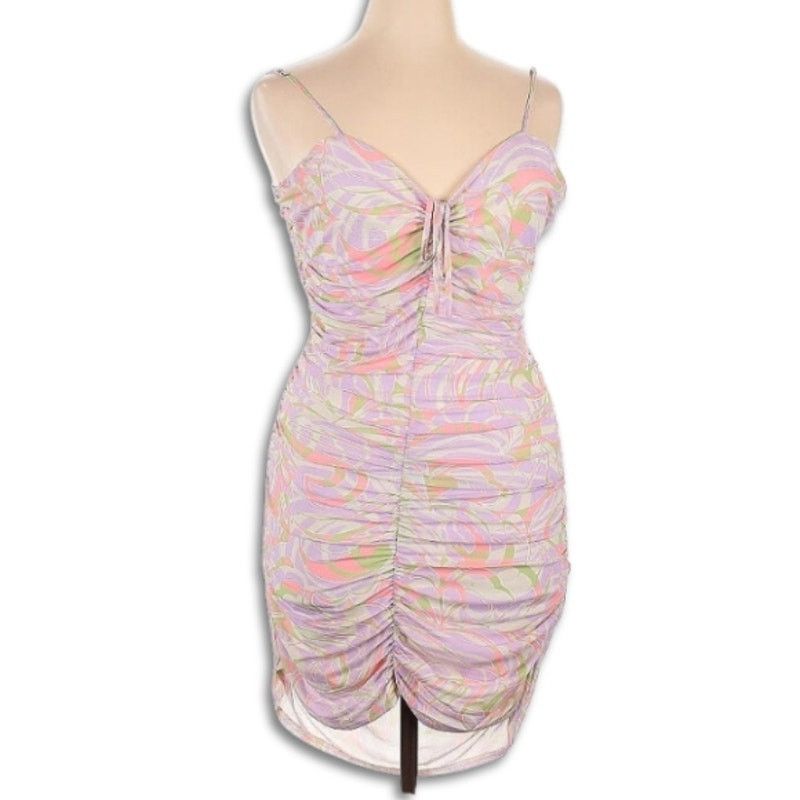 BP. BP Bodycon Mini Dress Ruched Lined Vibrant Multicolor W 2X Size XXL / US 16-18 / IT 52-54 - 2 Thumbnail