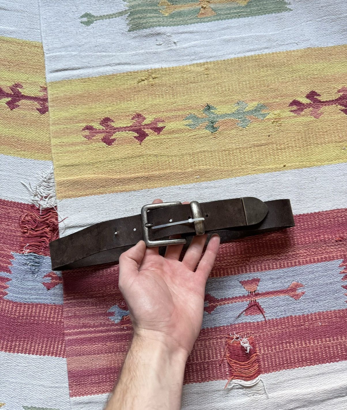 Genuine Leather Vintage 90’s Genuine Leather Brown Cowboy Belt Size ONE SIZE - 1 Thumbnail