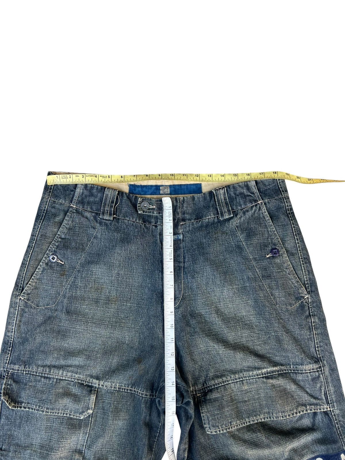 Marithe + Francois Girbaud 90s MFG Dirty Mud Stains Denim Blue Strap Bondage Jeans Size US 36 / EU 52 - 4 Thumbnail