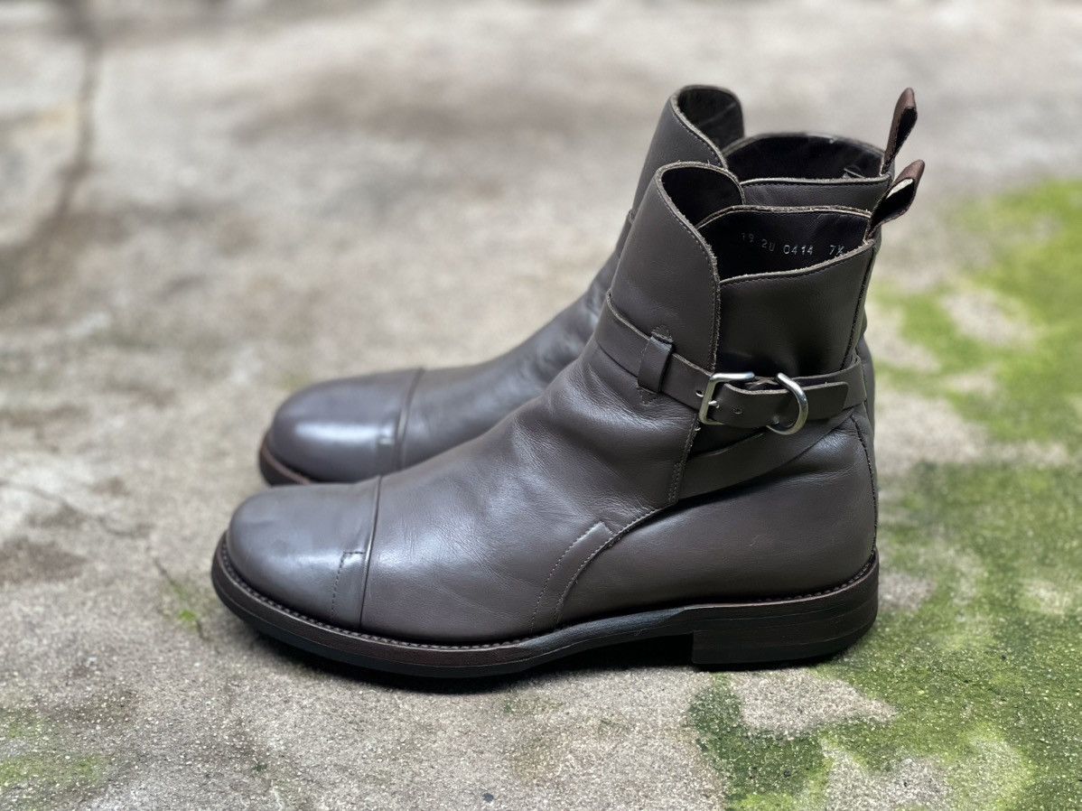 Prada PRADA GREY LEATHER ANKLE BOOT Size US 8.5 / EU 41-42 - 4 Thumbnail