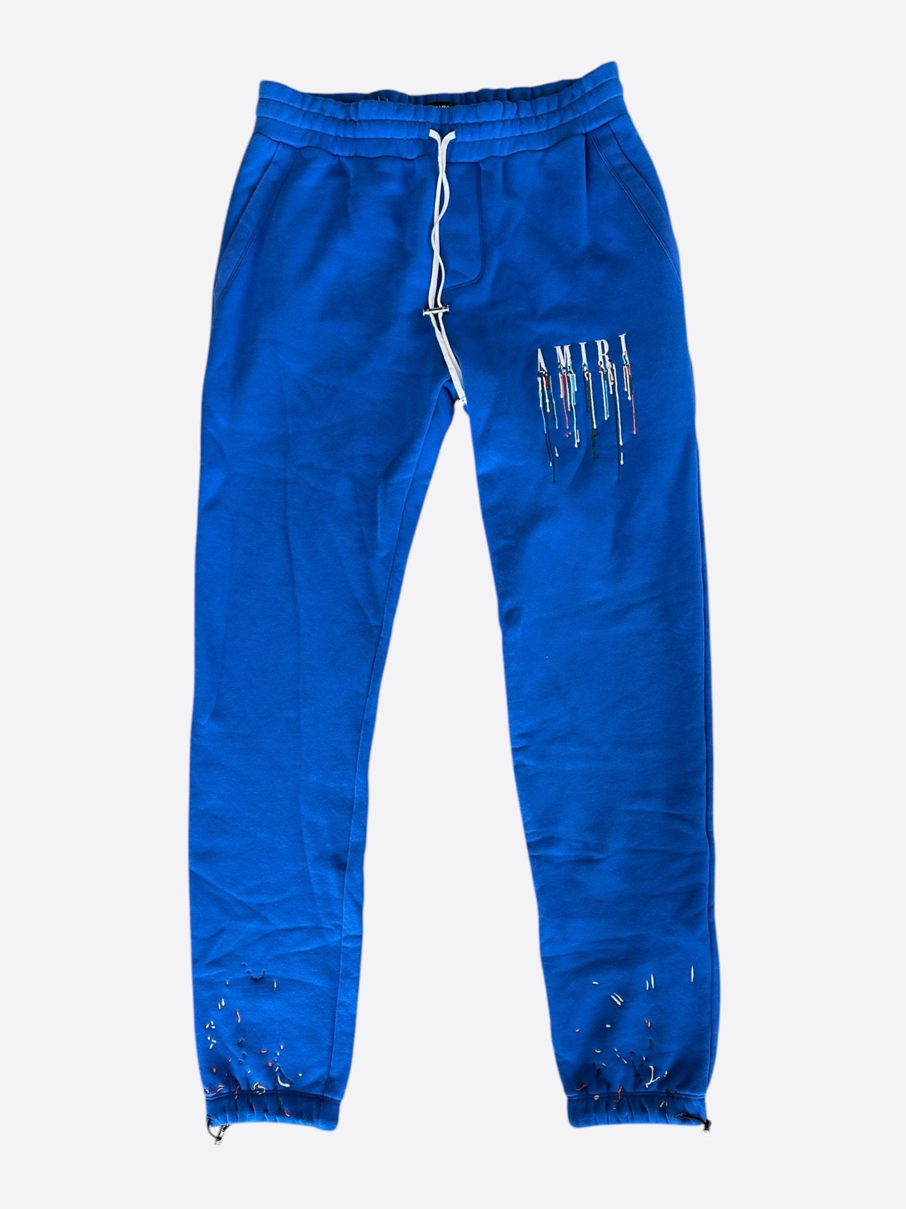 Amiri Amiri Blue & Multicolor Drip Core Logo Sweatpants Size US 36 / EU 52 - 1 Thumbnail