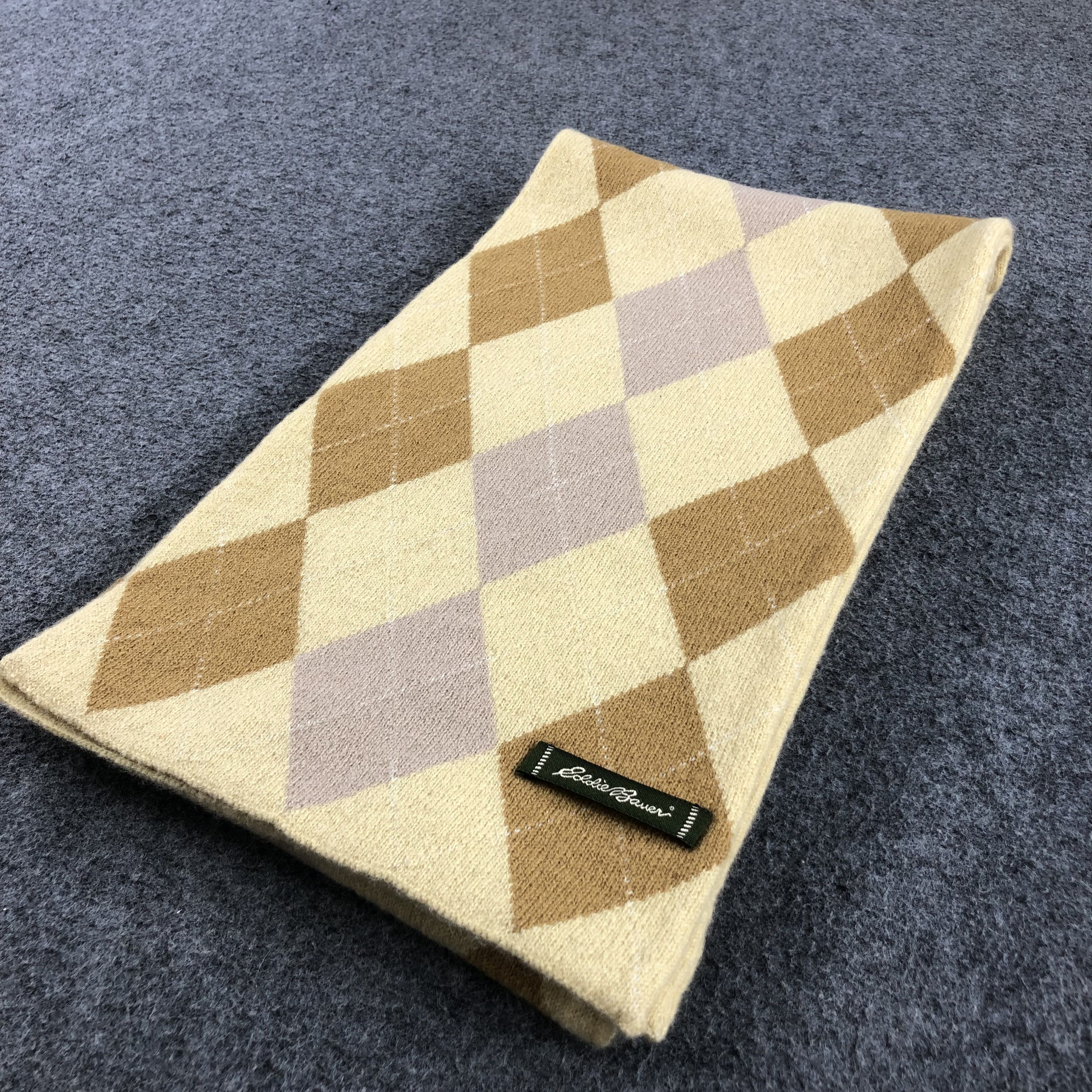 Eddie Bauer Eddie Bauer Argyle Wool Scarf Muffler V972 Size ONE SIZE - 3 Thumbnail