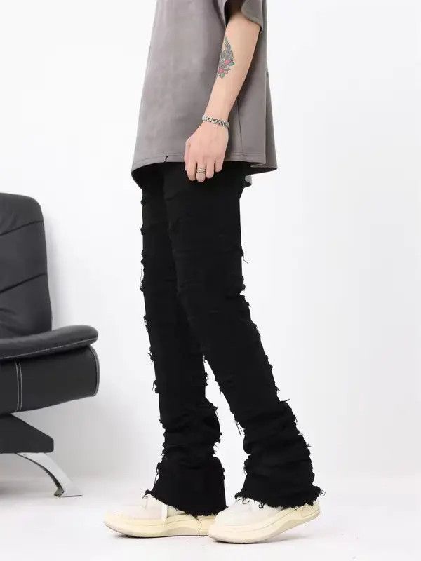 Japanese Brand Vintage Street Punk Ruffled Raw Hem Casual Pants Size US 34 / EU 50 - 4 Thumbnail