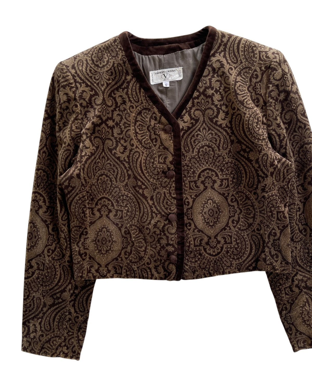 Valentino Valentino Garavani Paisley Cropped Velvet Jacket Size M / US 6-8 / IT 42-44 - 5 Thumbnail