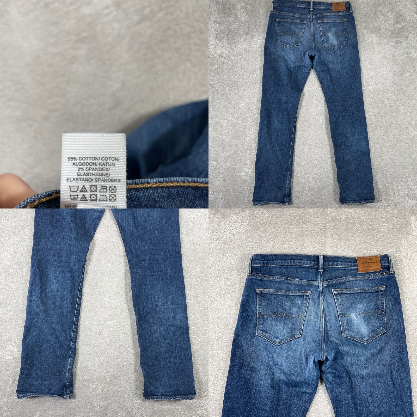 Lucky Brand Lucky Brand Jeans Men Slim 32x32 Blue Medium Wash Denim Distressed Pockets Zip Button 32in Inseam, 32W, Regular, Vintage: No, 121 Size US 32 / EU 48 - 8 Thumbnail