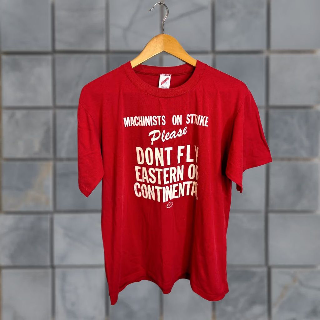 Jerzees VINTAGE Union Strike Don't Fly T-Shirt Red Men's XL 80s Jerzees Cotton Short Sleeve Basic Tee 678 Mens Size US XL / EU 56 / 4 - 1 Thumbnail