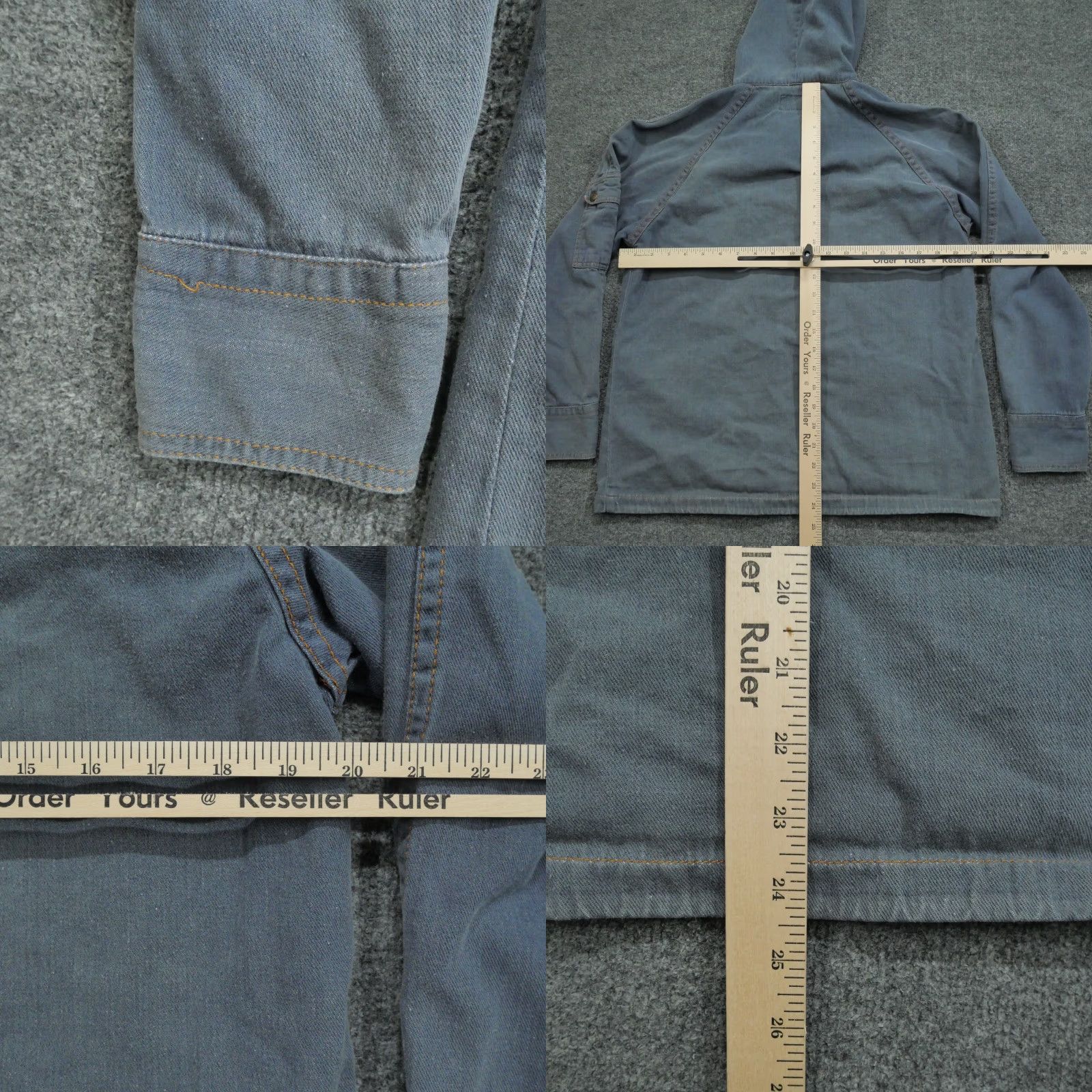 CO VINTAGE Valley Co Jean Jacket Womens L Blue Denim Hooded Plaid 80s Size 36" / US 14 / IT 50 - 8 Thumbnail