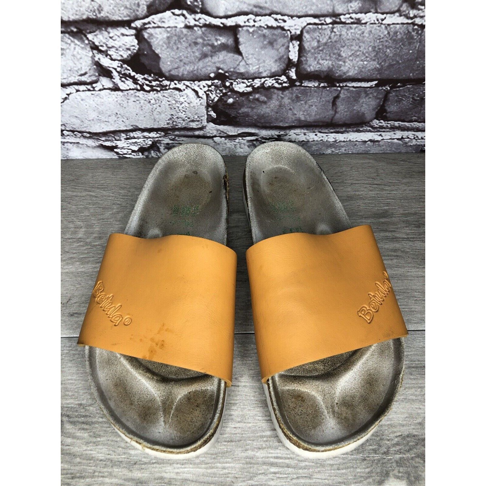 Birkenstock Betula Birkenstock Orange Leather Cork Strap Slide Sandals W Size US 8.5 / IT 38.5 - 15 Thumbnail