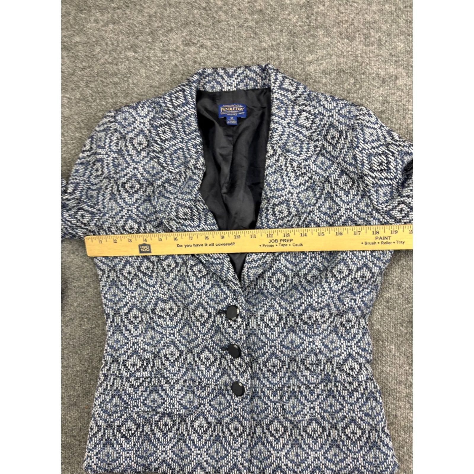 Pendleton Pendleton Blazer Womens 12 Blue Geometric 3 Button Lined Career Jacket Workwear Shirt Size XL / US 12-14 / IT 48-50 - 5 Thumbnail