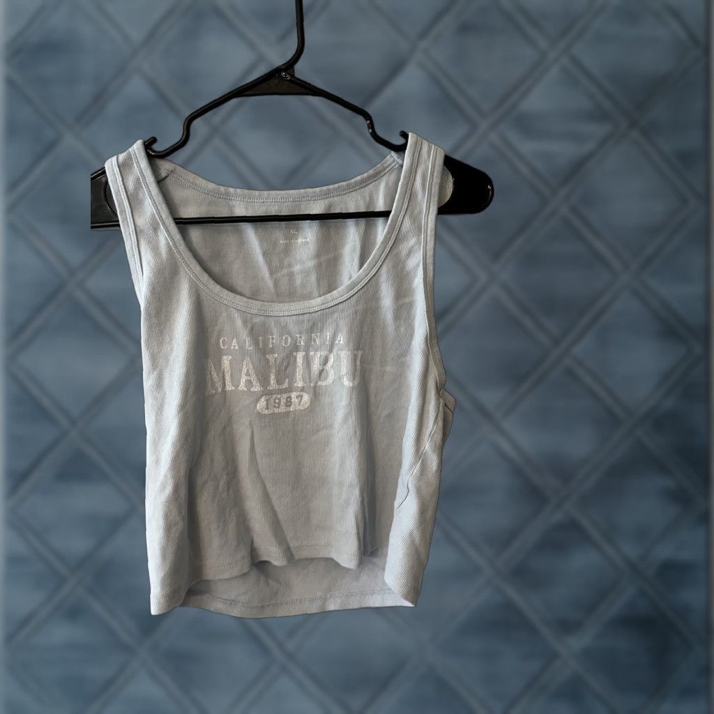 Aeropostale VINTAGE Aeropostale Women Tank Top Cropped Summer Blue XL Sleeveless V-Neck Casual Activewear Size XL / US 12-14 / IT 48-50 - 1 Thumbnail