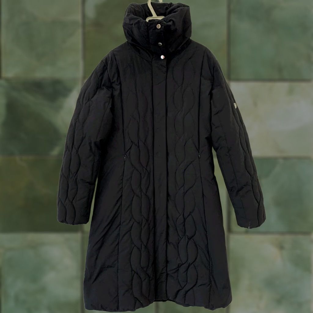 Vintage Post Card Italy Women's Quilted Puffer Coat Long JACKET L Black - Adult XL? (Original size L) Size L / US 10 / IT 46 - 1 Thumbnail
