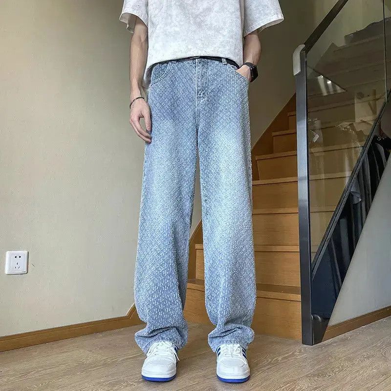 Japanese Brand Retro loose straight leg jacquard jeans Size US 32 / EU 48 - 2 Thumbnail
