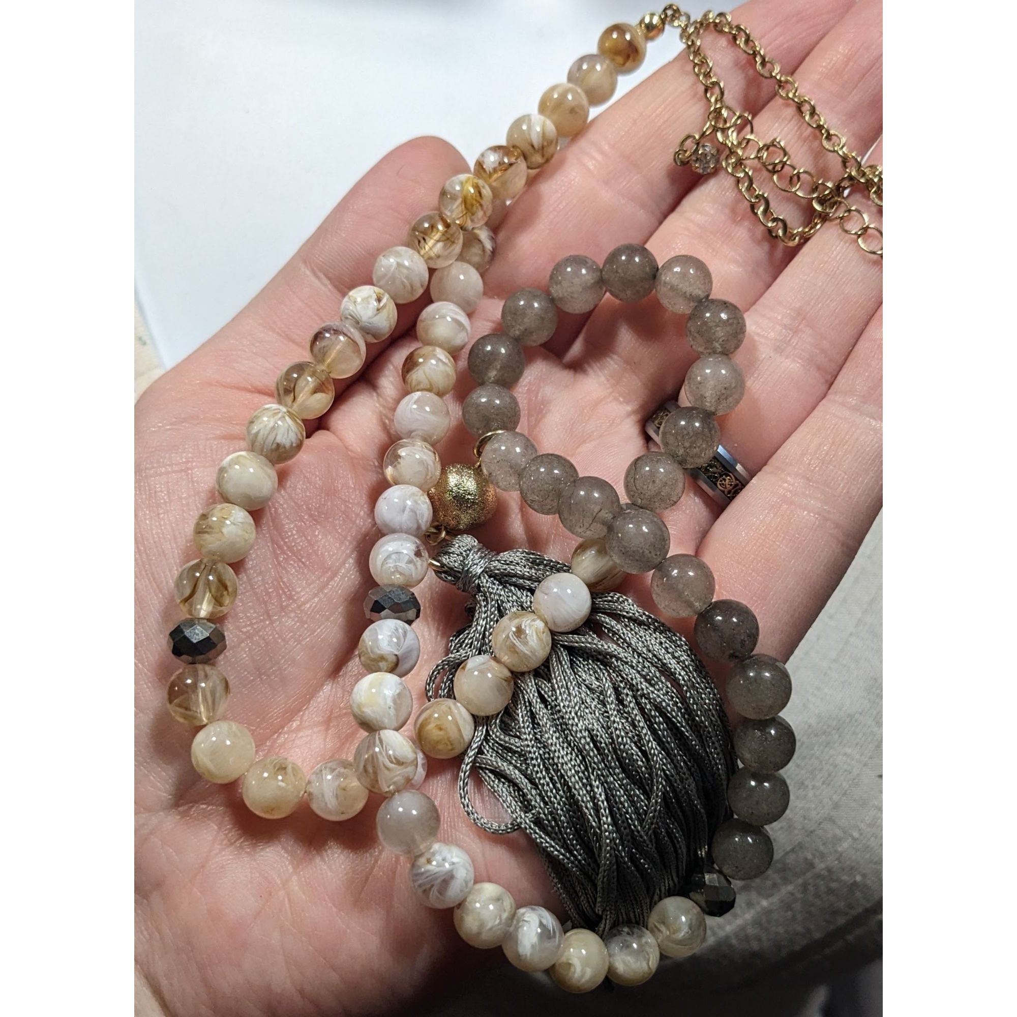 Other Boho Chic Stone And Acrylic Beaded Tassel Necklace Size ONE SIZE - 4 Thumbnail