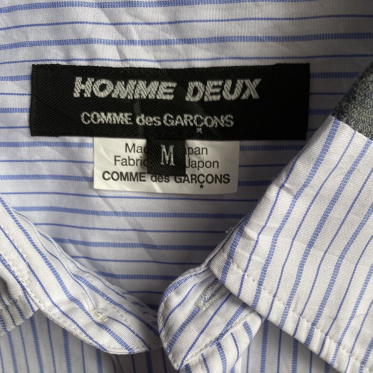Comme des Garcons Homme Deux Paisley Patch Collar Stripe Shirt Size US M / EU 48-50 / 2 - 5 Thumbnail