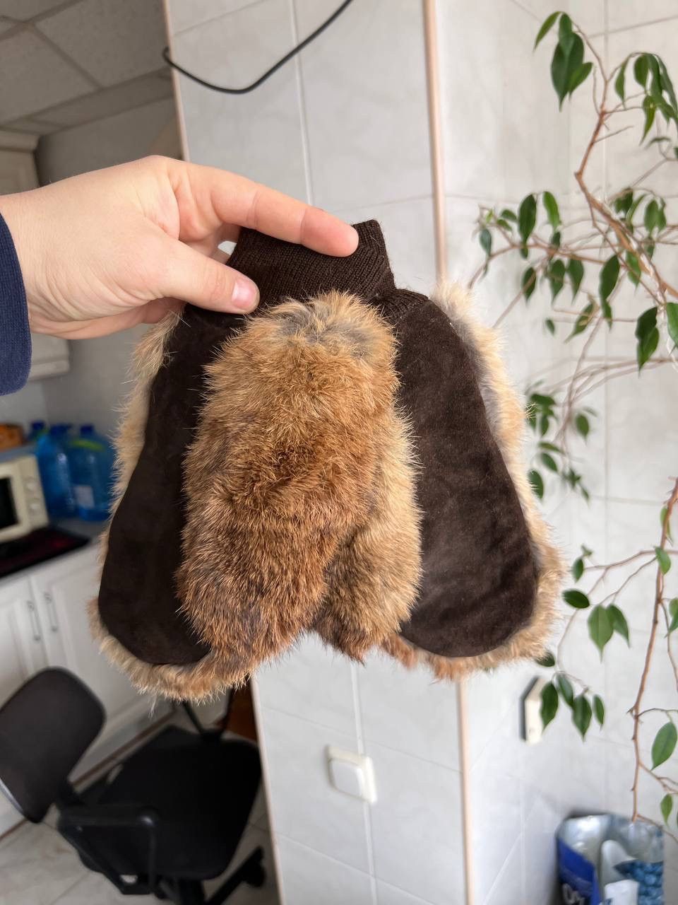 Japanese Brand Vintage 80’s Real Fur Leather Avant Garde y2k Brown Gloves Size ONE SIZE - 9 Thumbnail