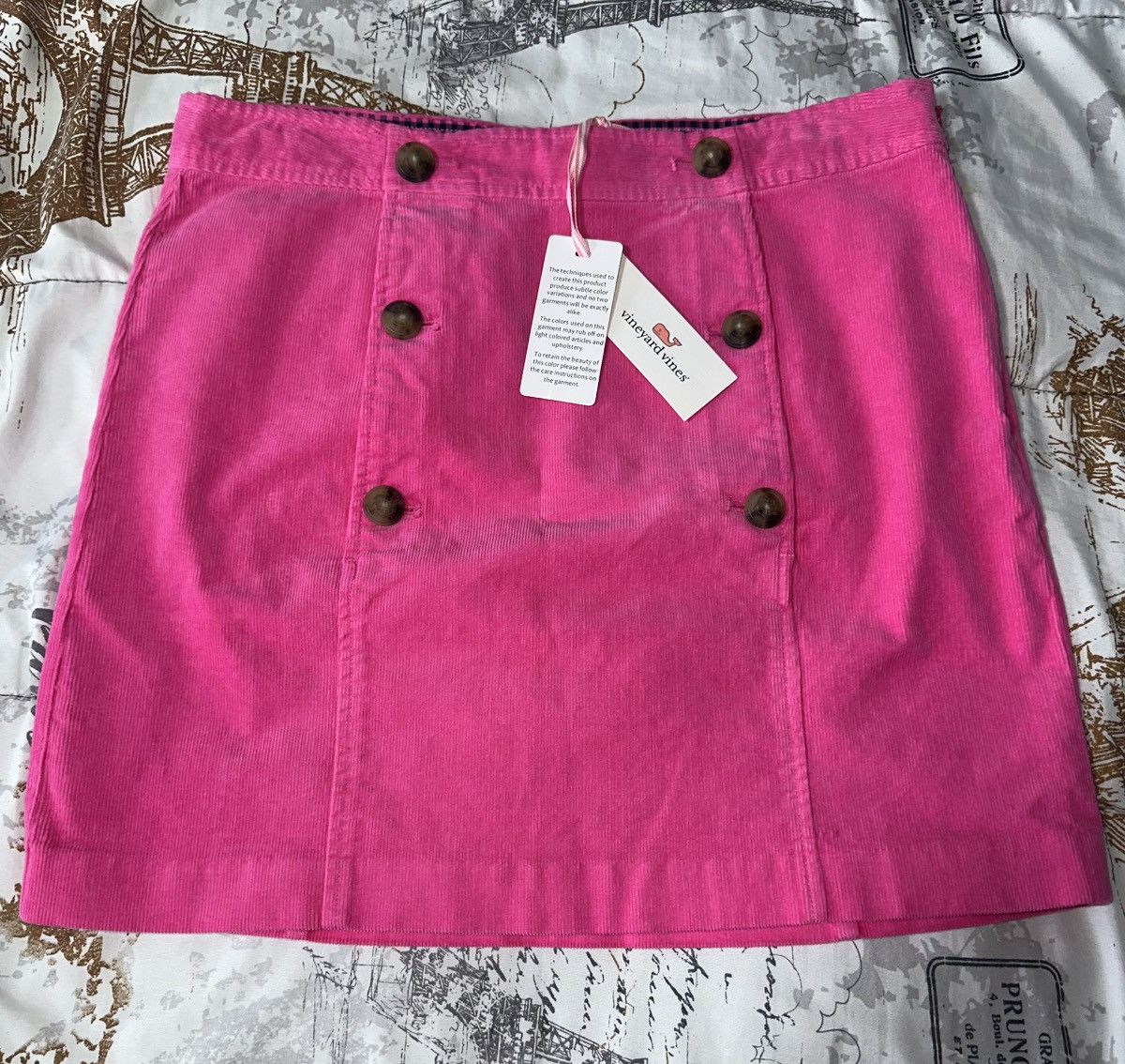 Vineyard Vines Vineyard Vines Womens Pink Corduroy Sailor Skirt Size 8 Size 30" / US 8 / IT 44 - 1 Thumbnail