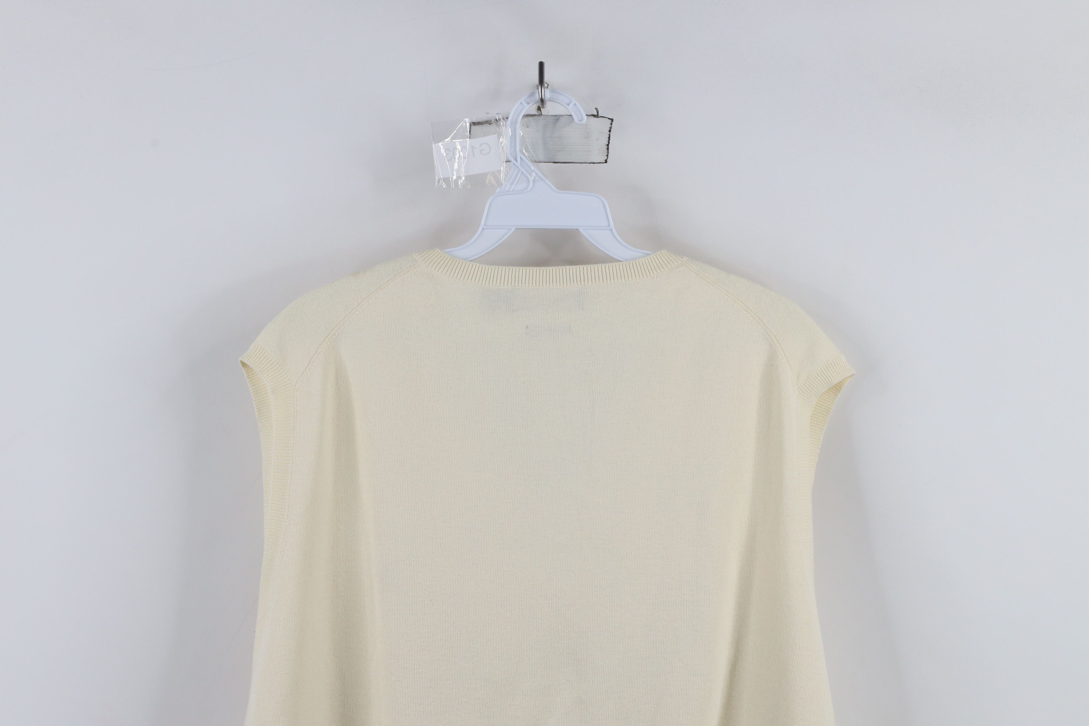 Ralph Lauren × Vintage Vintage Ralph Lauren Pima Cotton Knit Sweater Vest Cream Size US XXL / EU 58 / 5 - 9 Thumbnail