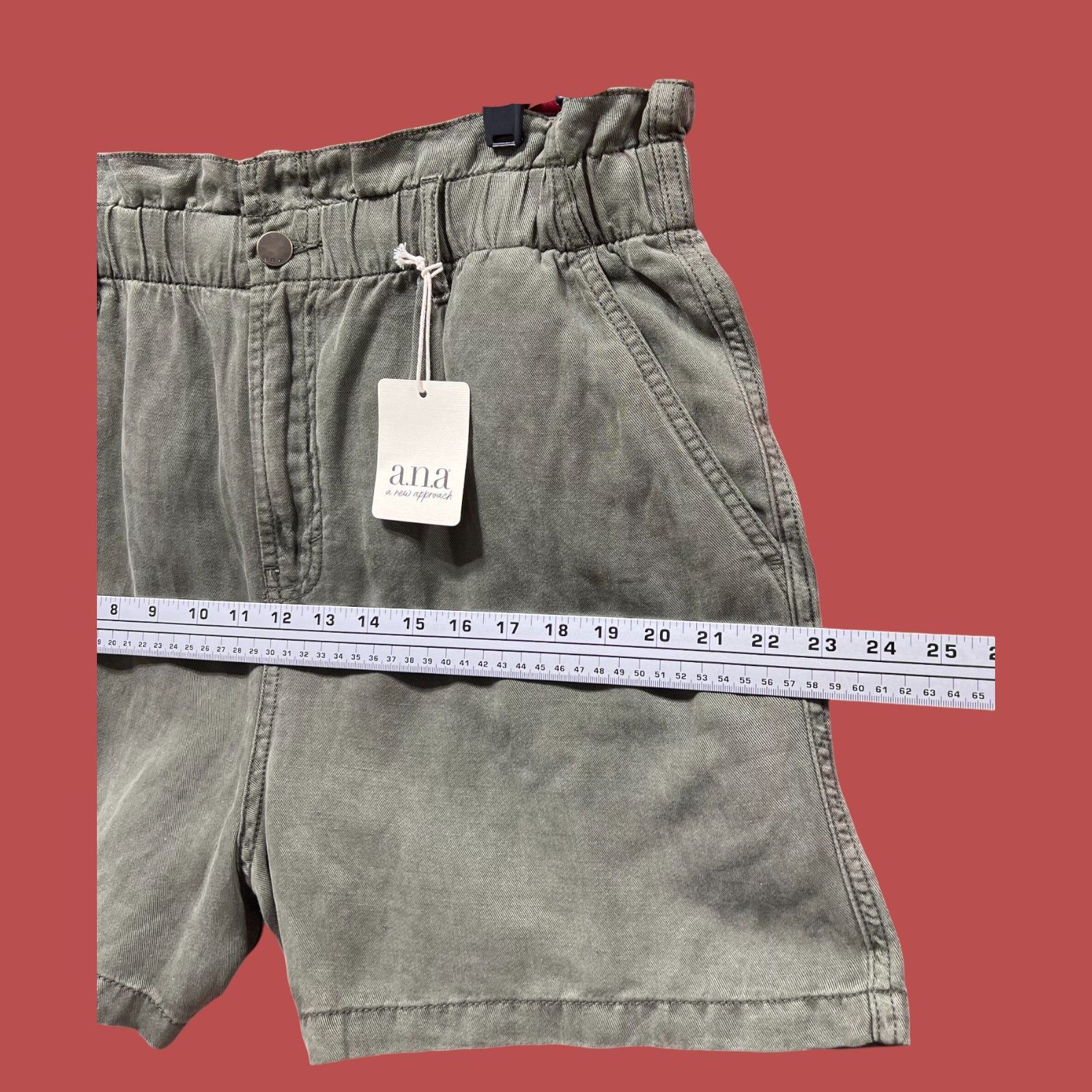 Other A.N.A - Women's High-Rise Linen Chino Short - Olive Green - Size 36" / US 14 / IT 50 - 6 Thumbnail