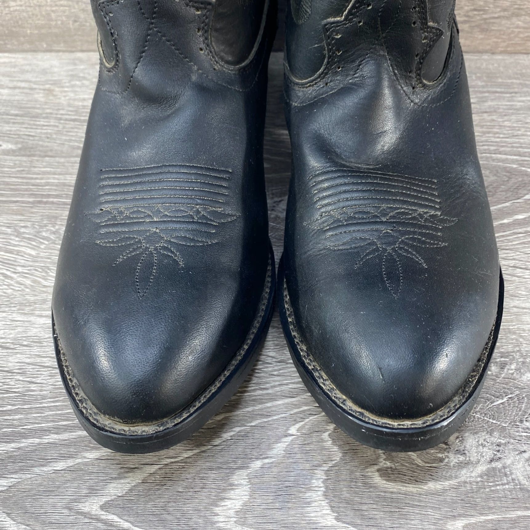 Vintage Road Wolf Mens Cowboy Western Boot Leather Black SZ 10.5 M EU 44 Round Toe Roper Boot Cap Category: Boots Size US 10 / EU 43 - 4 Thumbnail