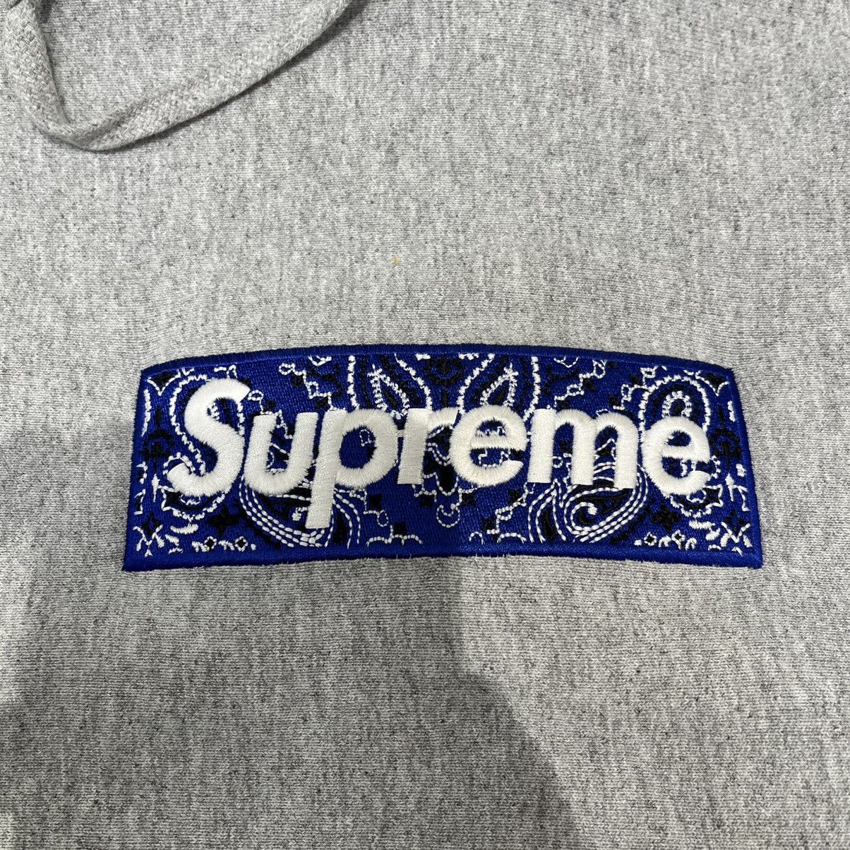 Supreme Supreme Bandana Box Logo Hoodie Grey Size US L / EU 52-54 / 3 - 3 Thumbnail