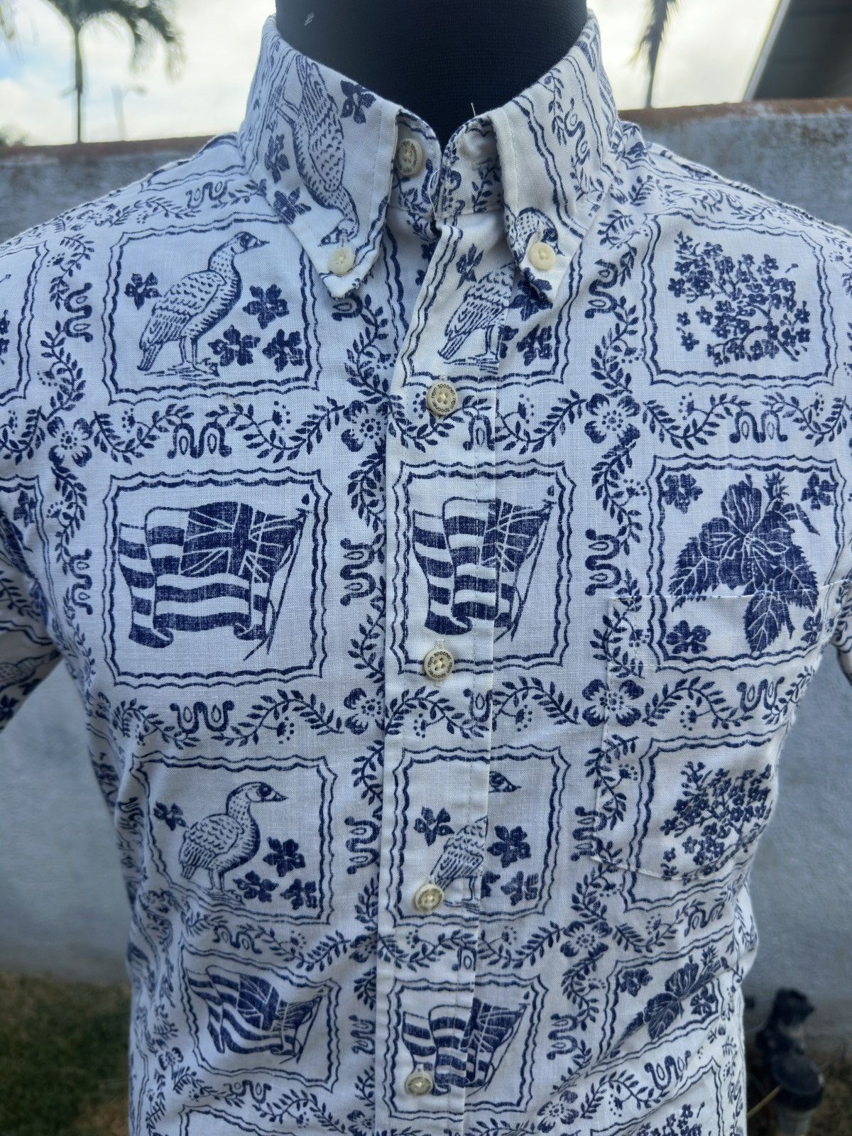 Reyn Spooner Reyn Spooner Tailored Fit Hawaiian Shirt Blue/White Men's Sl Size US S / EU 44-46 / 1 - 3 Thumbnail