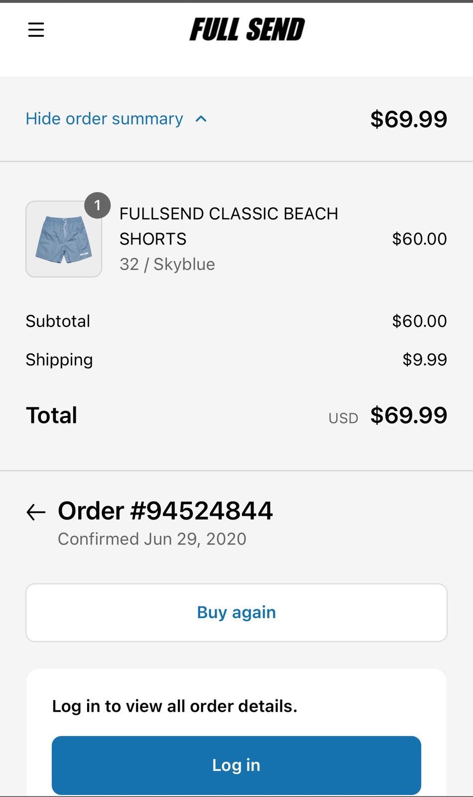 Full Send Full Send Beach Shorts Size 32 2020 Drop Size US 32 / EU 48 - 5 Thumbnail