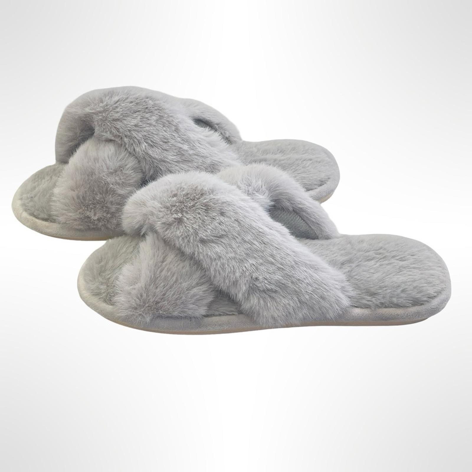 NBDN Nobrandedon Cozy Gray Faux Fur Women's Slippers size 7.5 Size US 7.5 / IT 37.5 - 2 Thumbnail