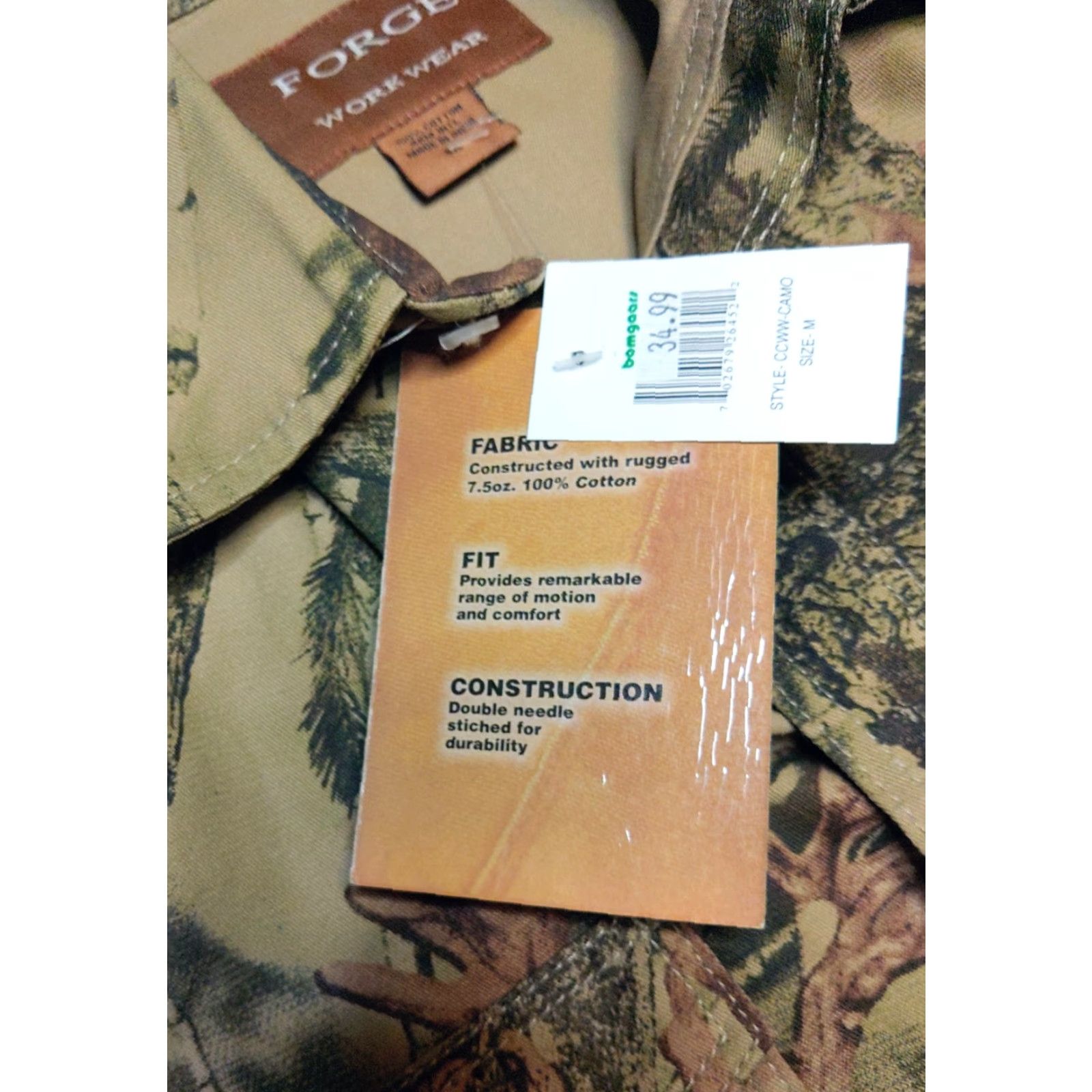 Vintage Forge Workwear Shirt Mens M Camouflage Brushpopper Western Pearl Snap Hunting Size US M / EU 48-50 / 2 - 6 Thumbnail