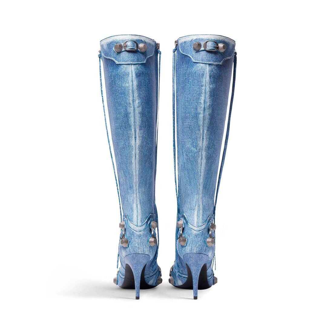 Balenciaga o1tr1nto0525 Cagole 90mm Boots Denim Print in Blue Size US 7 / IT 37 - 3 Thumbnail