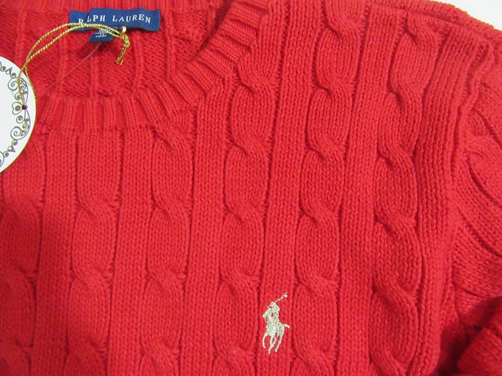 Polo Ralph Lauren Ralph Lauren Women’s Cable Knit Sweater XL Red w/ Gold Pony Size XL / US 12-14 / IT 48-50 - 2 Thumbnail