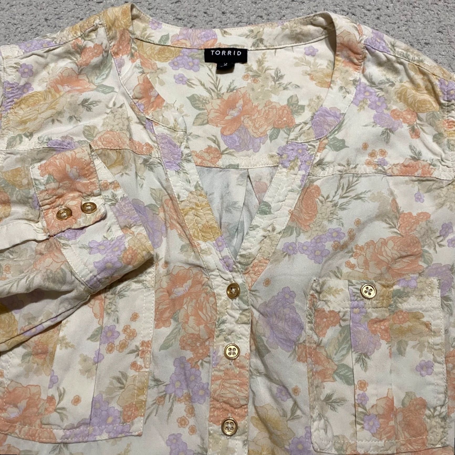 Torrid Torrid Shirt 2X V-Neck Long Sleeve Multicolor Floral Blouse Womens Plus Size XXL / US 16-18 / IT 52-54 - 5 Thumbnail